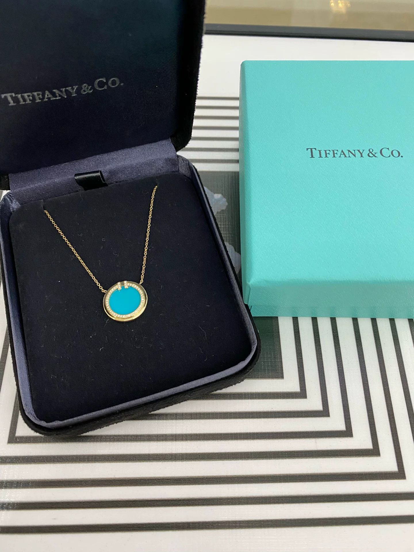Tiffany & Co. Tiffany 18k Rose Gold Turquoise Necklace Size ONE SIZE - 1 Thumbnail