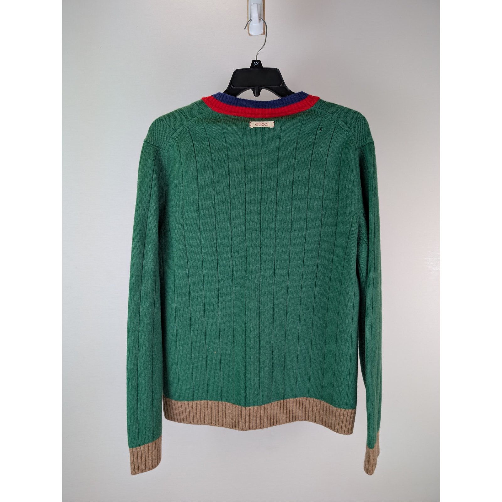 Gucci o1rshd1 Wool Long Sleeve Cardigan Sweater in Yard/Multicolor Size US L / EU 52-54 / 3 - 13 Thumbnail