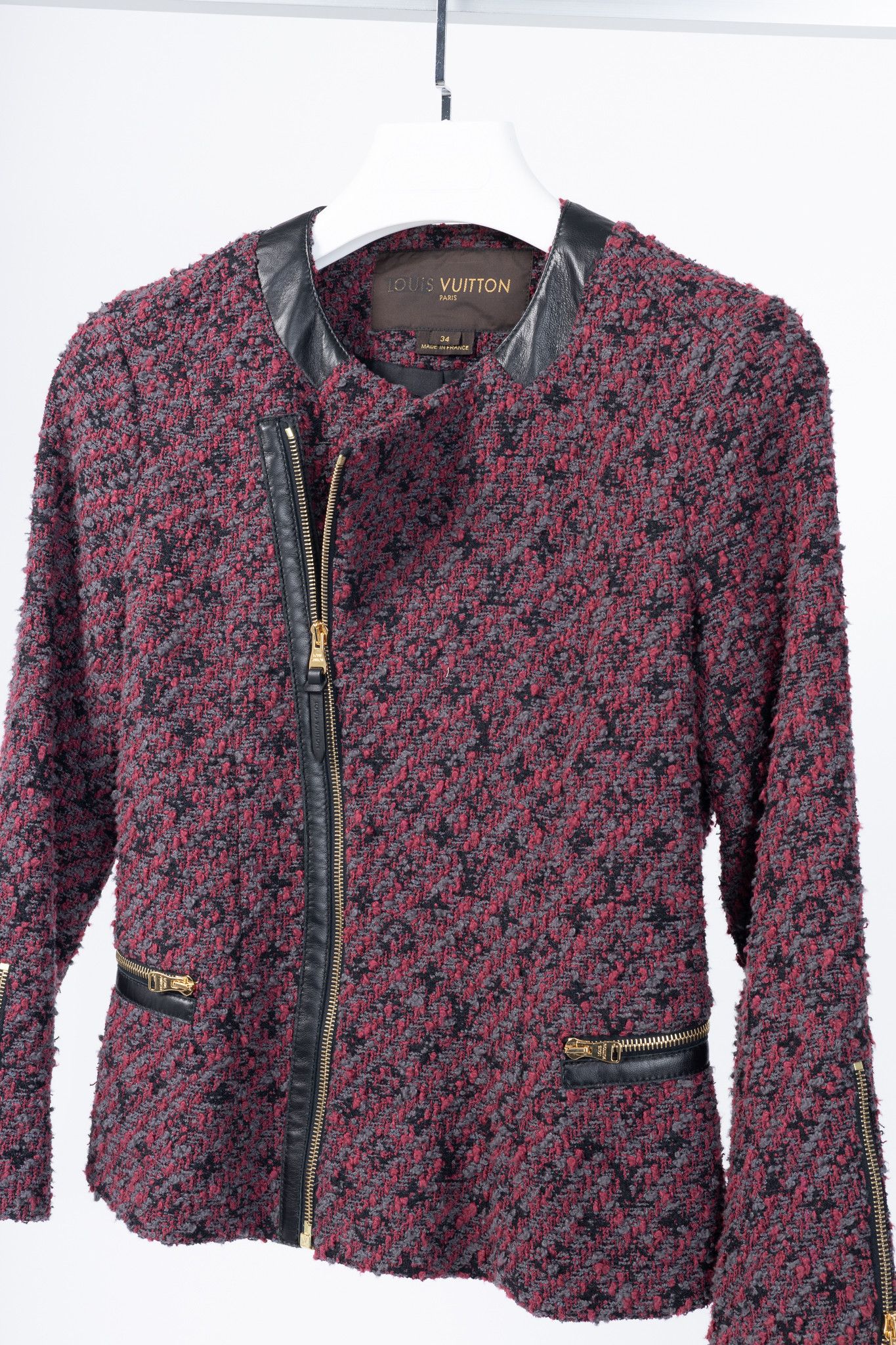 Louis Vuitton Louis Vuitton Cotton Monogram-Tweed Leather-Trim Zip Jacket Size XS / US 0-2 / IT 36-38 - 3 Thumbnail