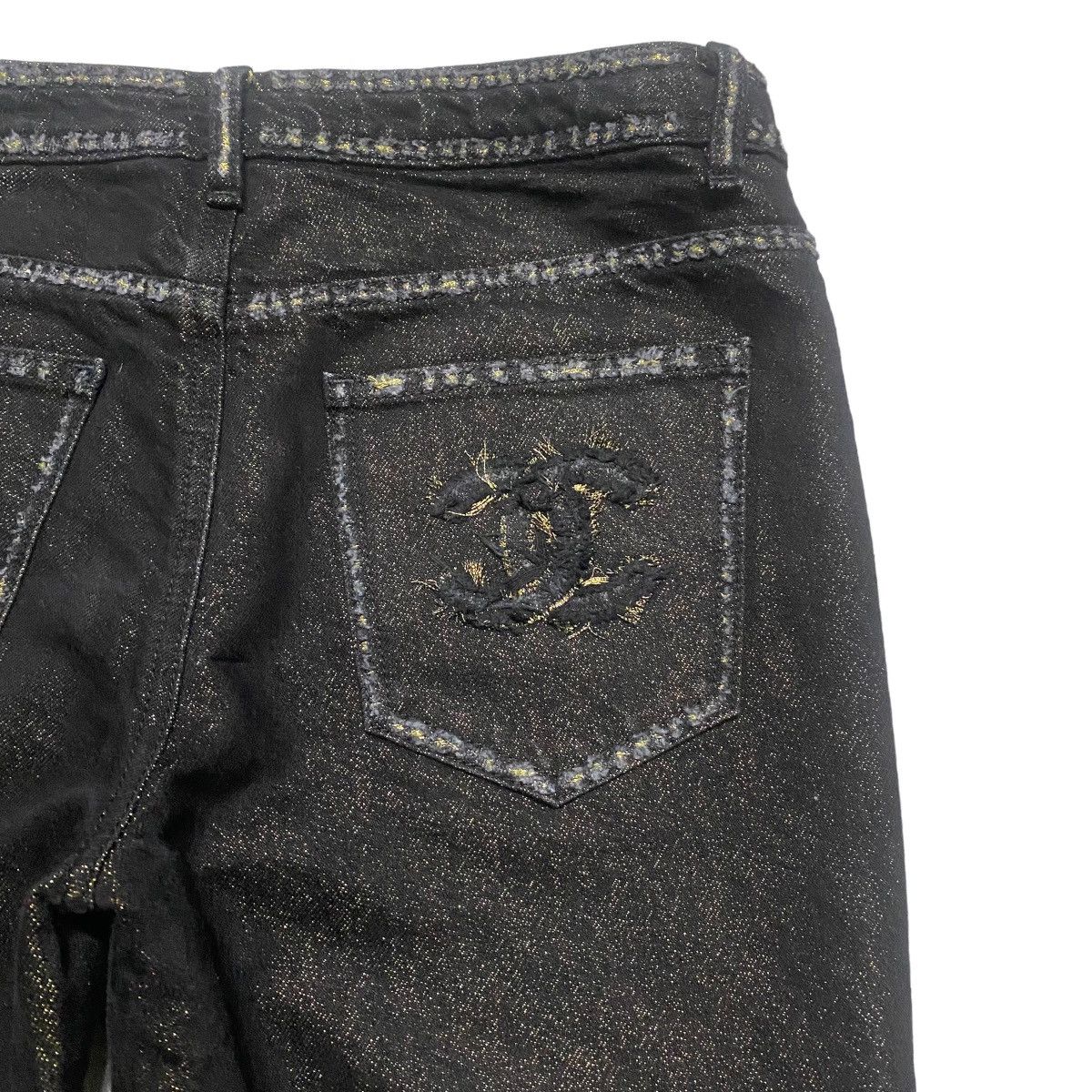 Chanel Chanel Noir Black&Gold Logo Pocket Denim Jeans | Grailed