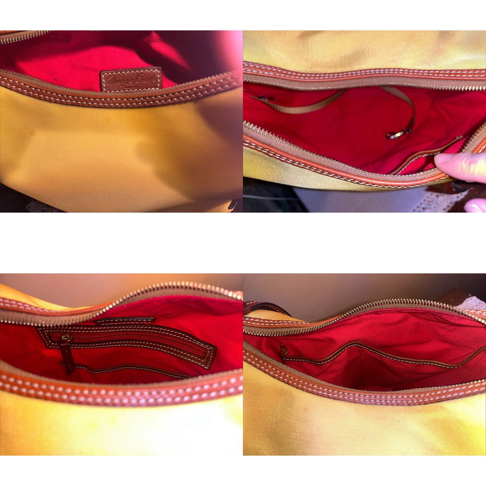 Dooney & Bourke Dooney & Bourke Yellow Canvas Hobo Style Handbag Leather Strap & Tassel Size ONE SIZE - 8 Thumbnail