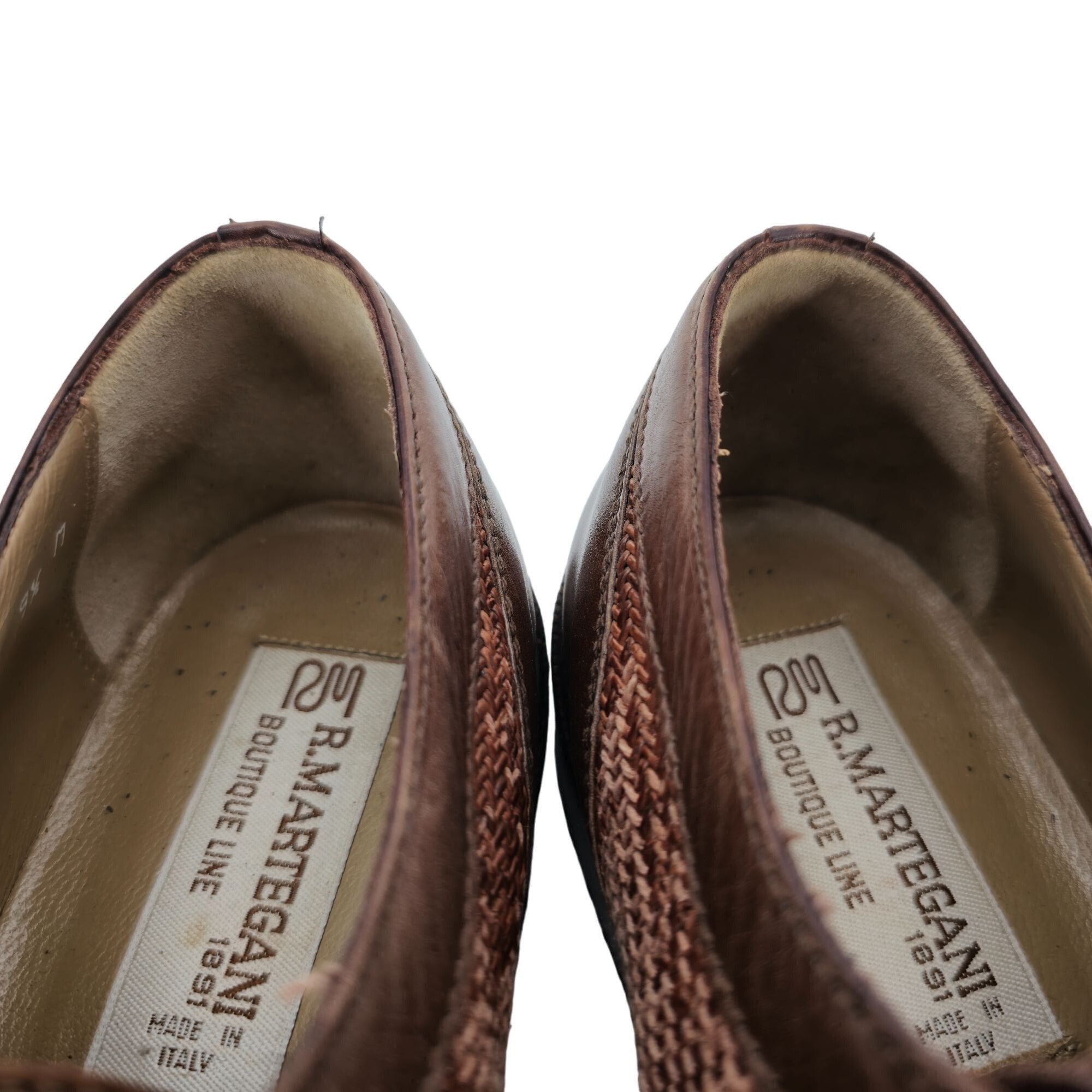 Vintage R. Martegani Italy Exotic Alligator and Woven Fabric Brown D Size US 9.5 / EU 42-43 - 10 Thumbnail