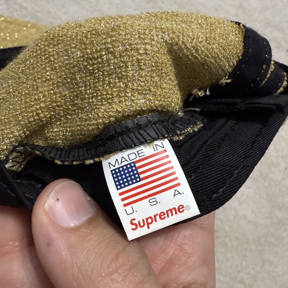 Supreme Supreme Gold Glitter Terry Camp Cap Hat Adjustable S/S 2019 Size ONE SIZE - 6 Thumbnail