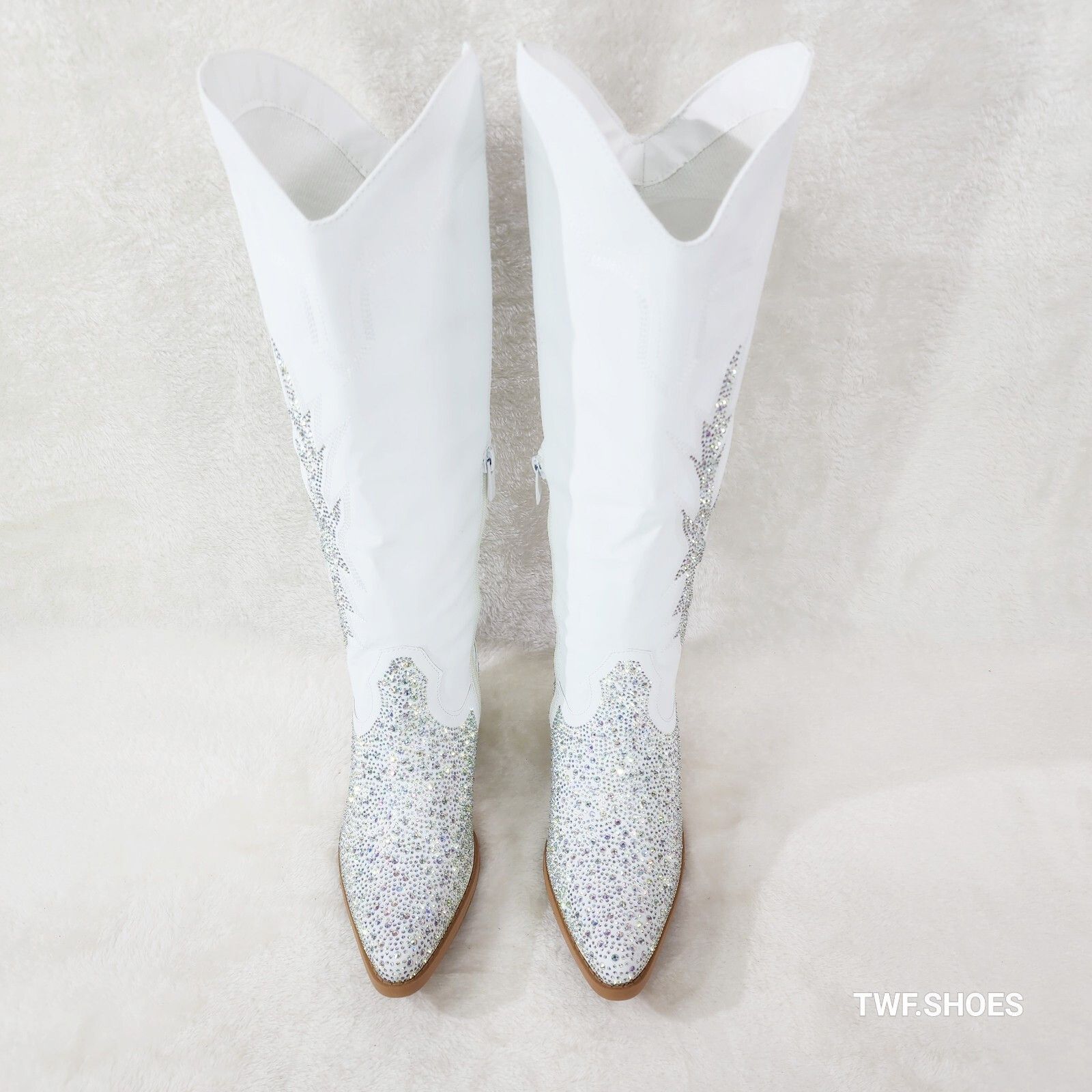 Other Annie White Leatherette With Rhinestones Country Glam Wester Size US 10 / IT 40 - 8 Thumbnail