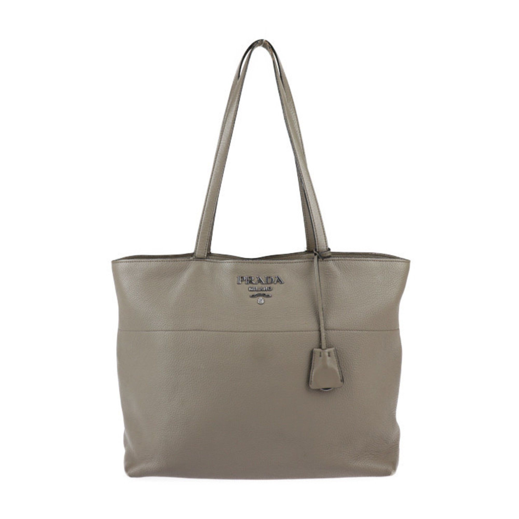 Prada tote bag 1BG203 ARGILLA gray silver metal fittings Vitello Phoenix shoulder semi-shoulder