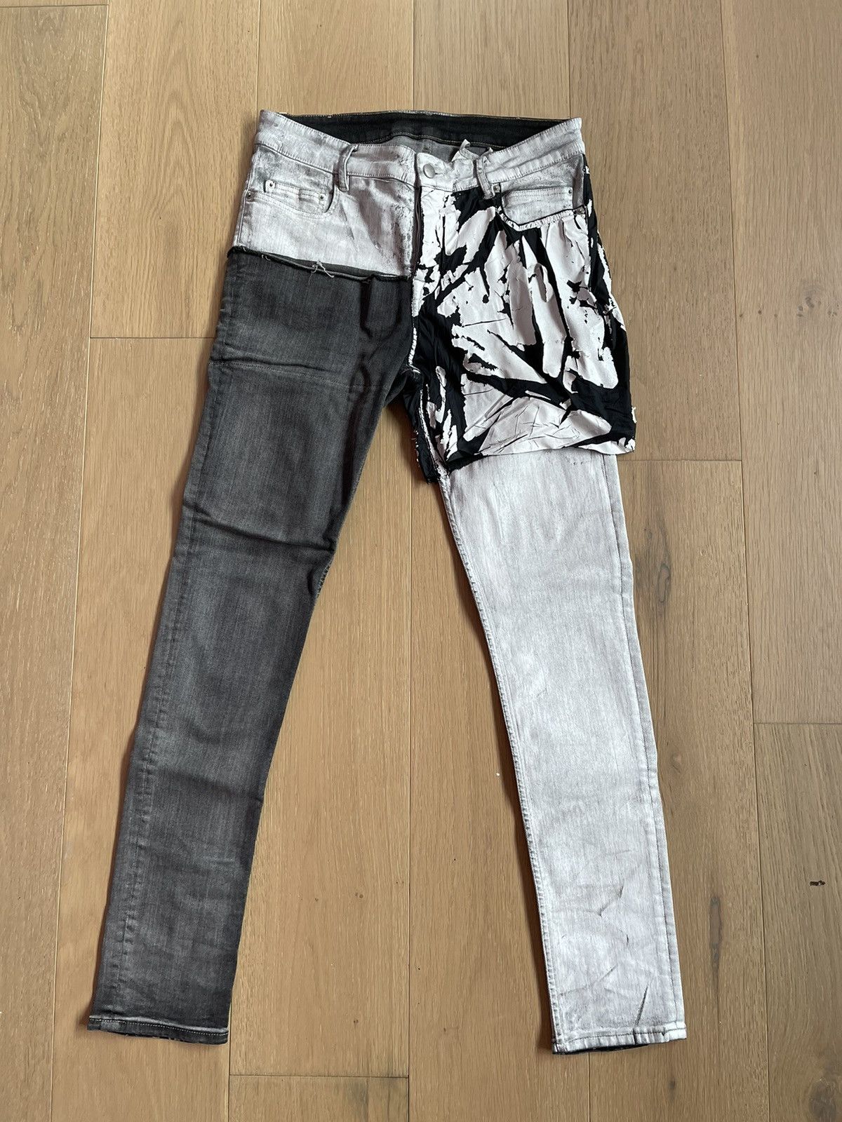 Pre-owned Rick Owens Rick Owen's Ss20 Waxed Tyrone College Denim In White