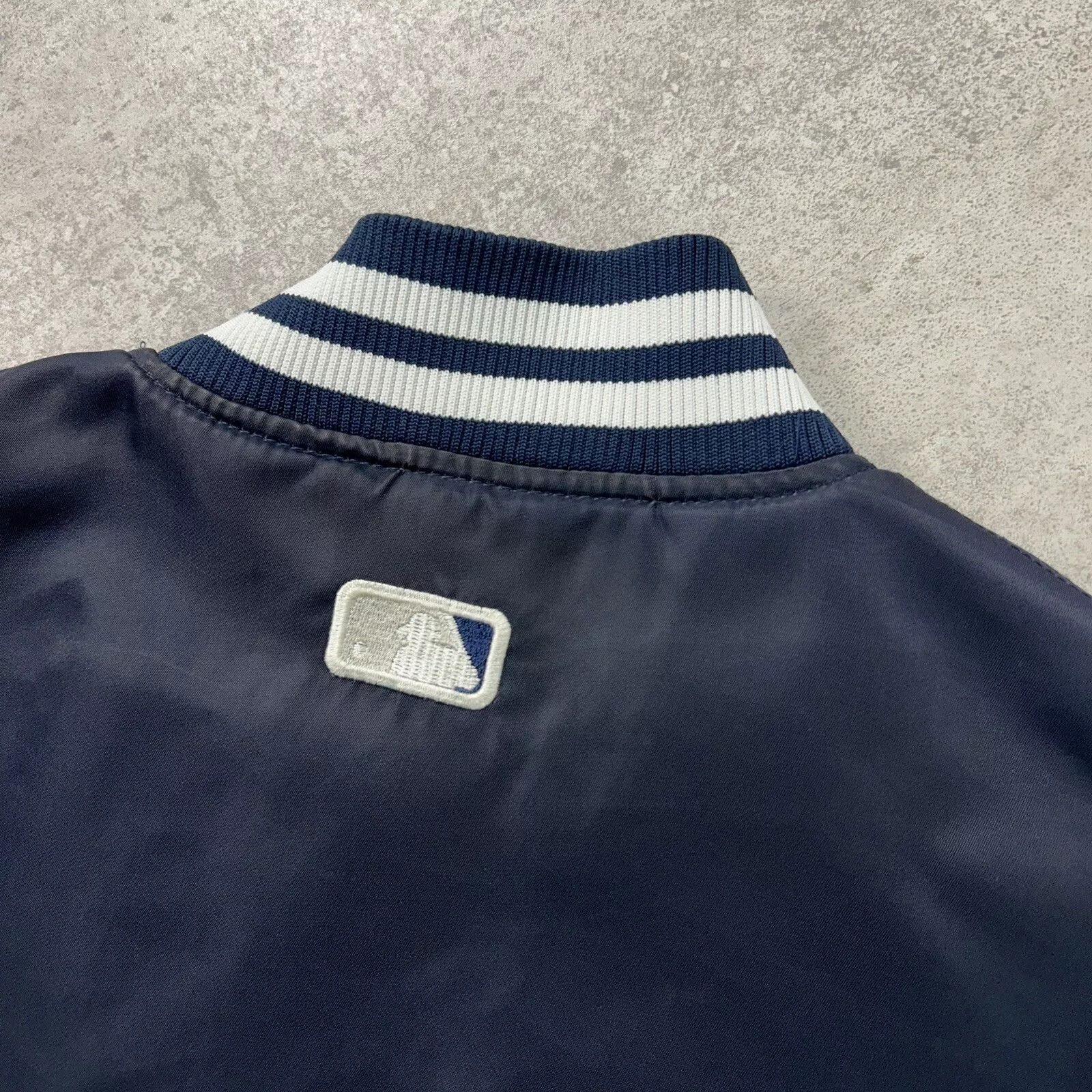 MLB × Starter × Vintage NEW YORK YANKEES DIAMOND COLLECTION SATIN JACKET YOUTH Sz Size XL / US 12-14 / IT 48-50 - 4 Thumbnail