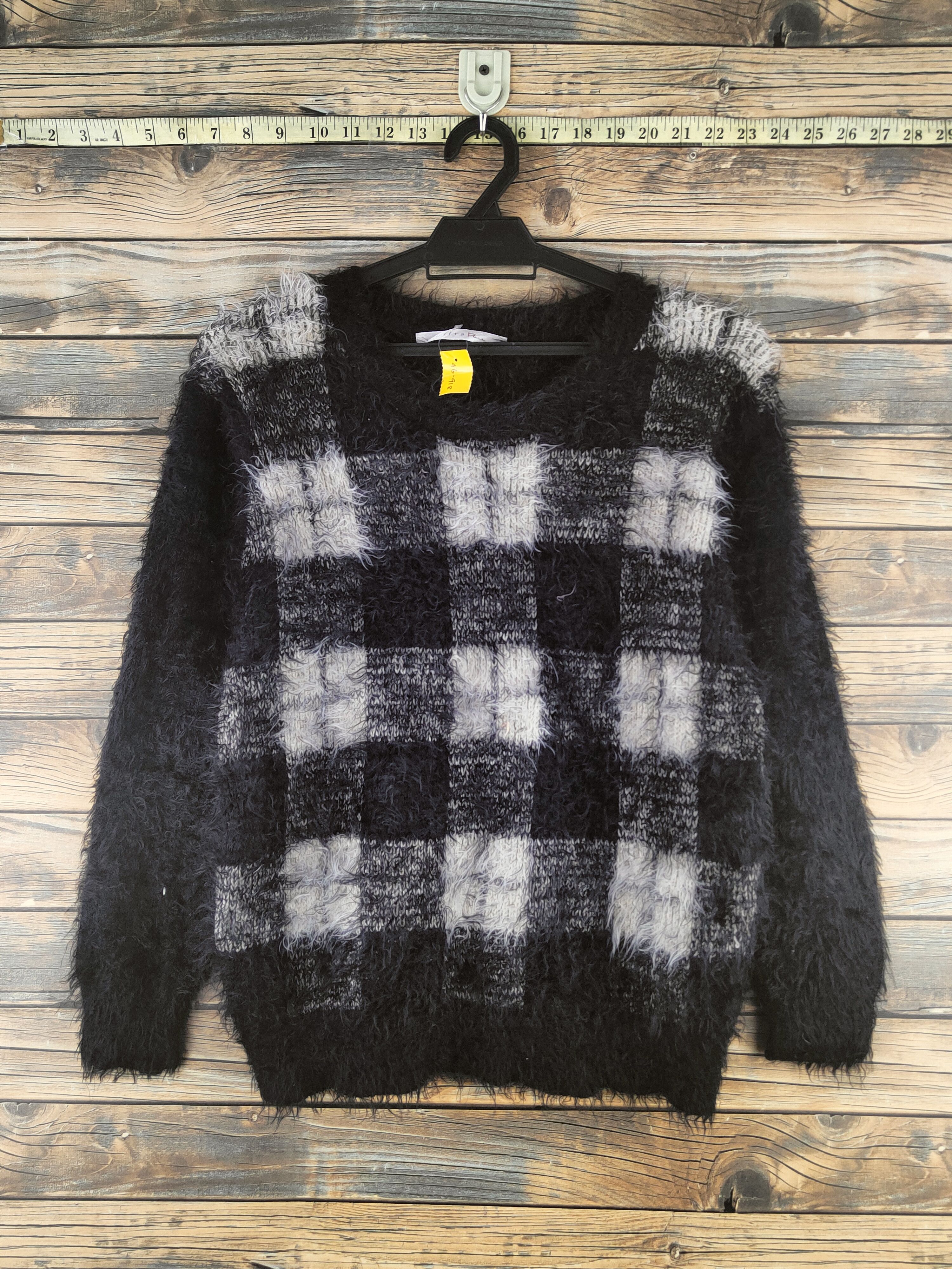 Japanese Brand DL Cifra Plus Black White Fur Mohair Knitwear #46-918 Size S / US 4 / IT 40 - 1 Thumbnail
