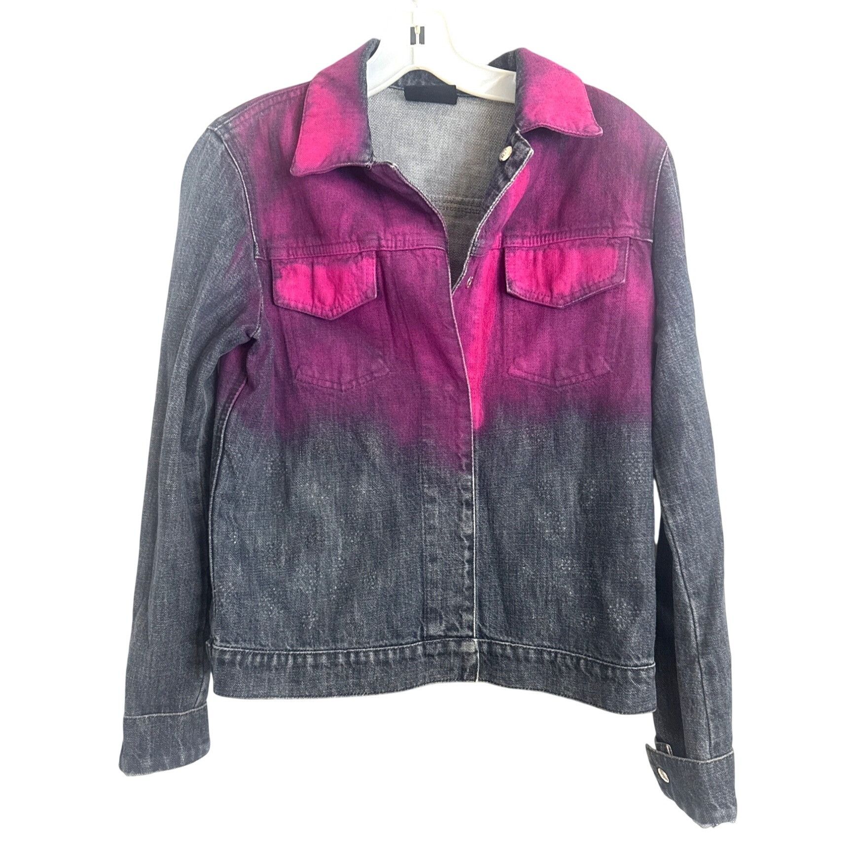 Fendi Fendi Womens Ombre Denim Jacket Pink & Black Gradient snaps Size M / US 6-8 / IT 42-44 - 1 Thumbnail