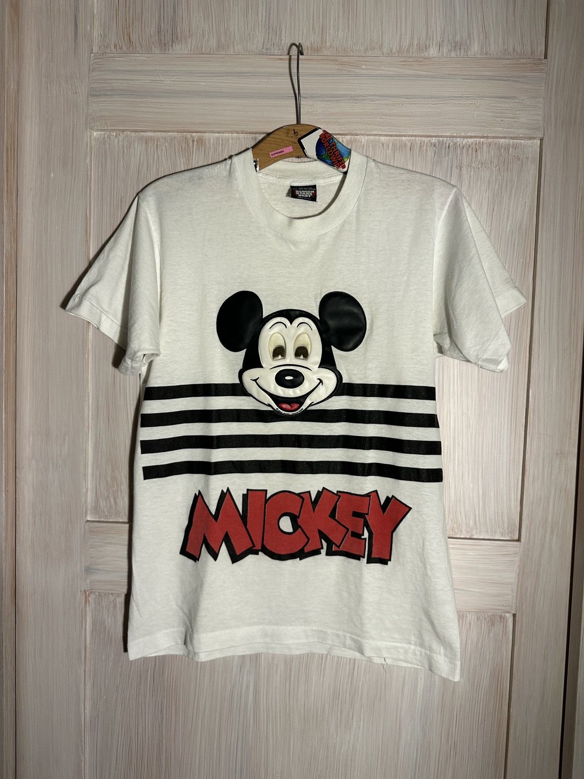 image of Disney x Vintage Lsd Eyes Holographic Design Mickey 80's Screen Stars in White, Men's (Size Medium)
