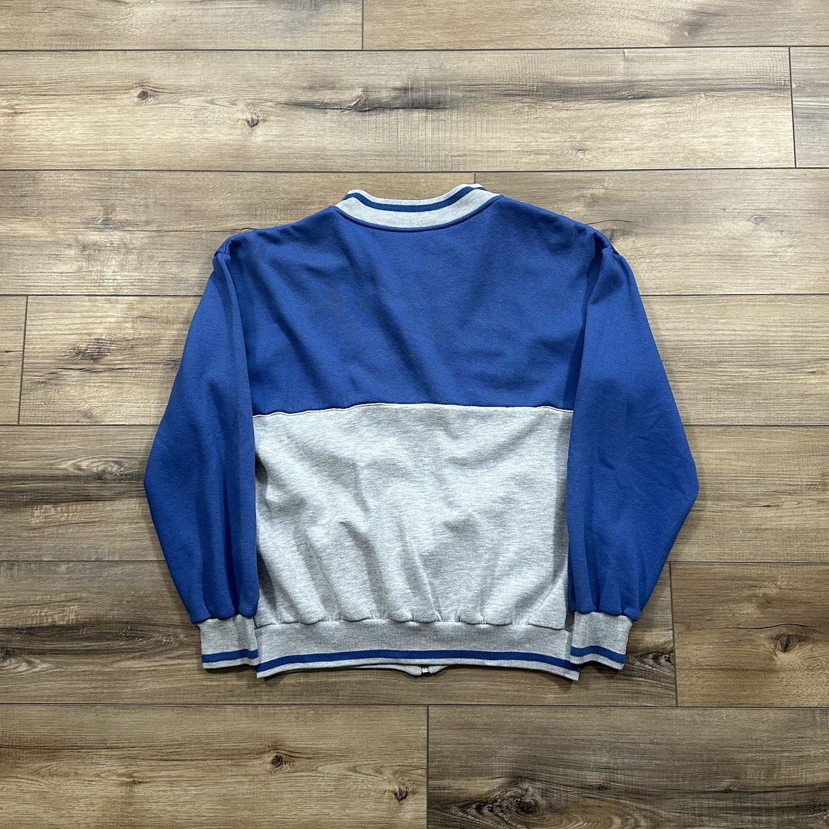Adidas Vintage 80s Adidas Blue & Grey Trefoil Zip Up Jacket Size US M / EU 48-50 / 2 - 5 Thumbnail