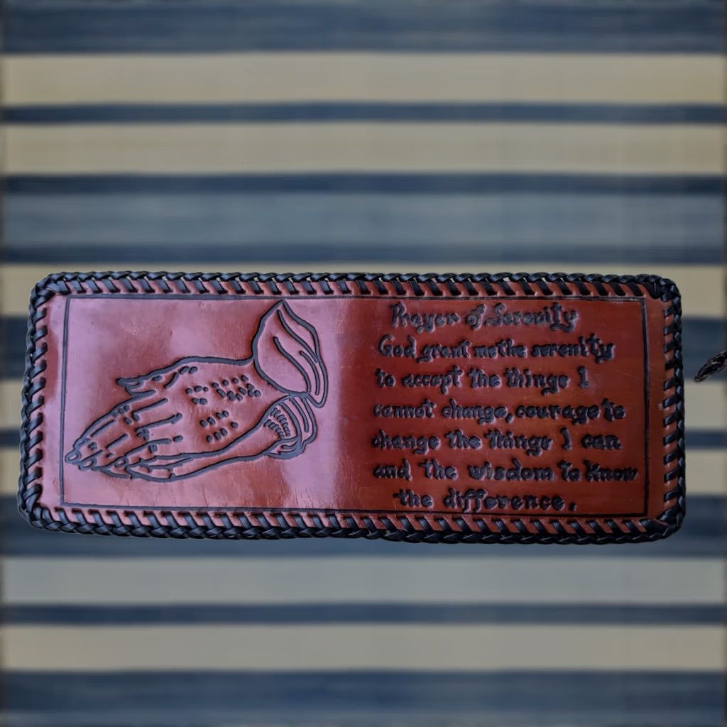 Vintage Vintage Leather Wallet Bi Fold Whipstitch Hand Tooled Religious Church Jesus Wallet Mens Brown Leather American Handmade Bifold 9x4in Size ONE SIZE - 1 Thumbnail