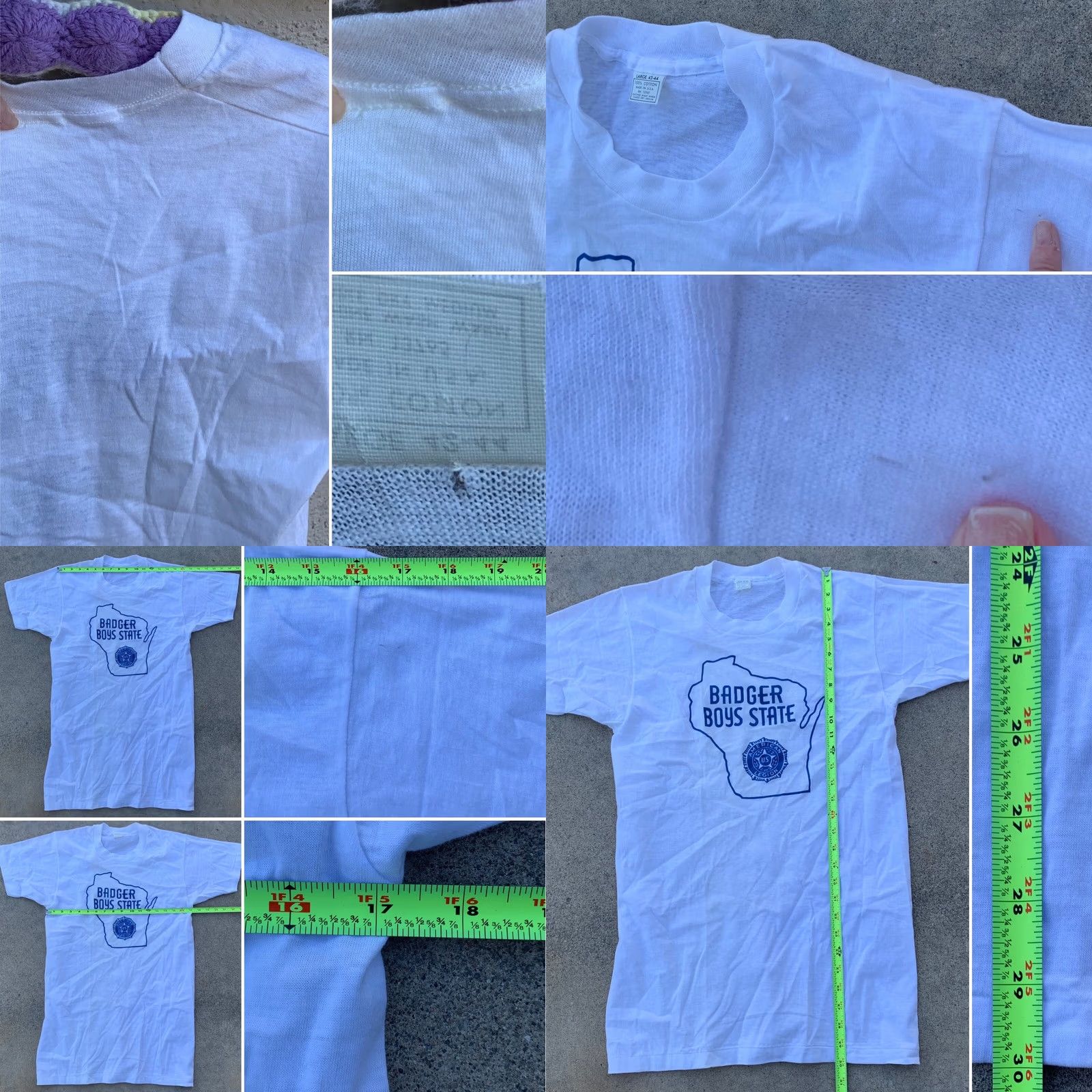 Vintage VINTAGE Badger Boys State American Legion US T Shirt Thin Single Stitch RN 13765 Mens L White 100% Cotton Short Sleeve Made in USA Size L Size US L / EU 52-54 / 3 - 8 Thumbnail