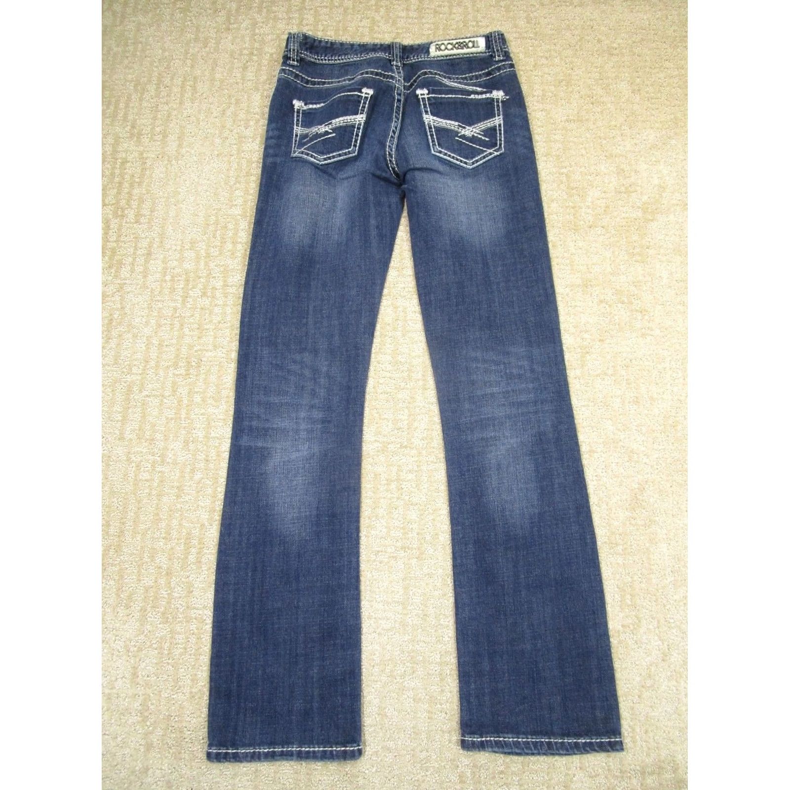 Vintage Rock And Roll Cowgirl Jeans Women 26x34 Blue Low Rise Boyfriend Bootcut Dark Wash Rock And Roll Cowgirl Jeans Men/Women? Size 26" / US 2 / IT 38 - 3 Thumbnail