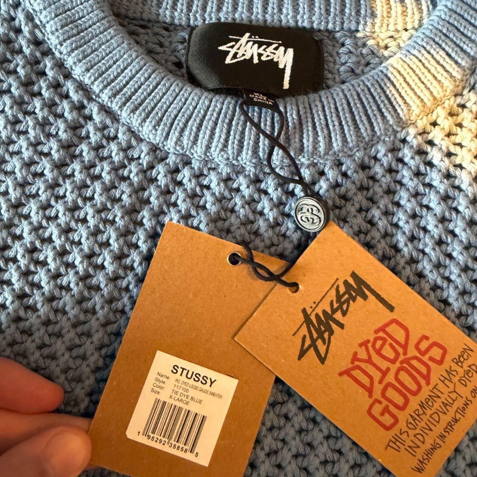 Stussy Stussy Pigment Dyed Loose Gauge Sweater 'Tie Dye Blue' Size US XL / EU 56 / 4 - 2 Thumbnail
