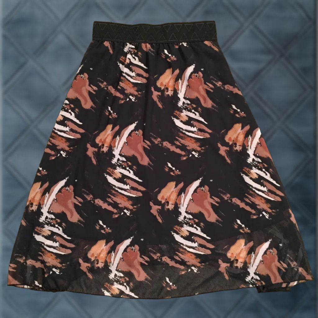 Vintage LuLaRoe Lola Skirt XS Midi Lined Black Brown Geometric A-Line Women Regular Skirt Midi A-Line Geometric Lola XS Black Brown Polyester Size 26" / US 2 / IT 38 - 1 Thumbnail