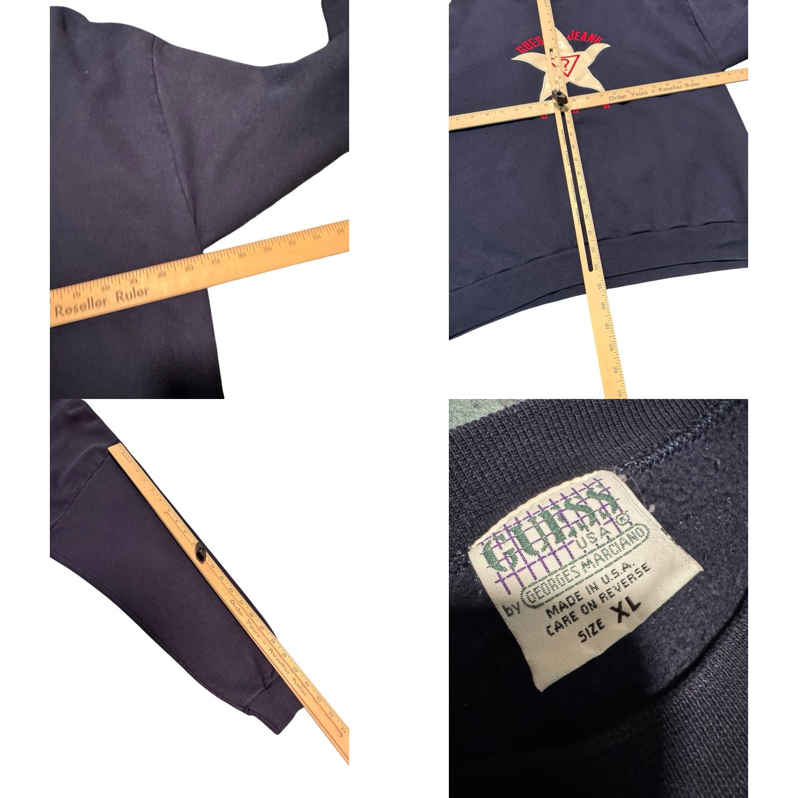 Guess VINTAGE GUESS Sweatshirt Men XL Blue Embroidered Star Spell-Out 90s 100% Cotton Knit Crew Neck Long Sleeve USA Size US XL / EU 56 / 4 - 9 Thumbnail
