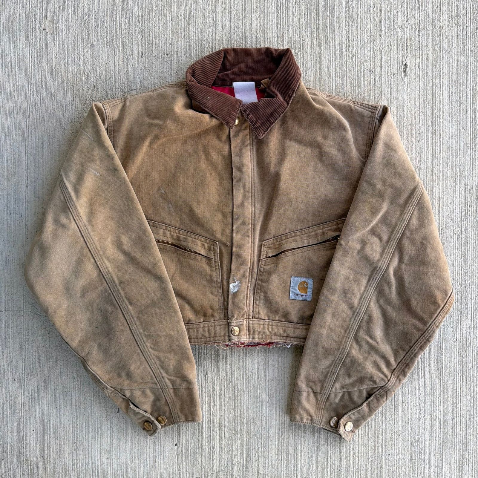 Carhartt × Vintage Carhartt brown cropped Detroit style work wear jacket Size US S / EU 44-46 / 1 - 1 Thumbnail