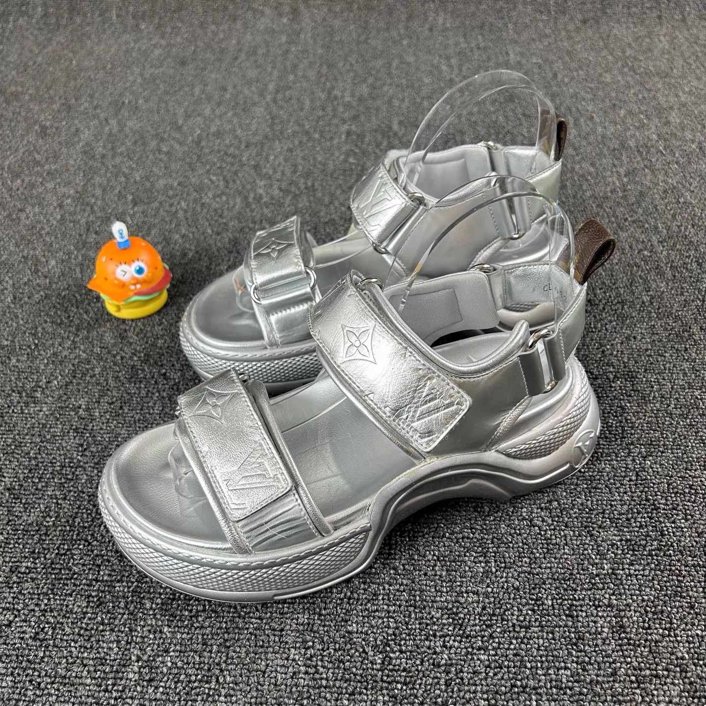 Louis Vuitton LV Silver Monogram Strap Beach Sandals Size 36 HB6720 Size US 5.5 / IT 35.5 - 1 Thumbnail