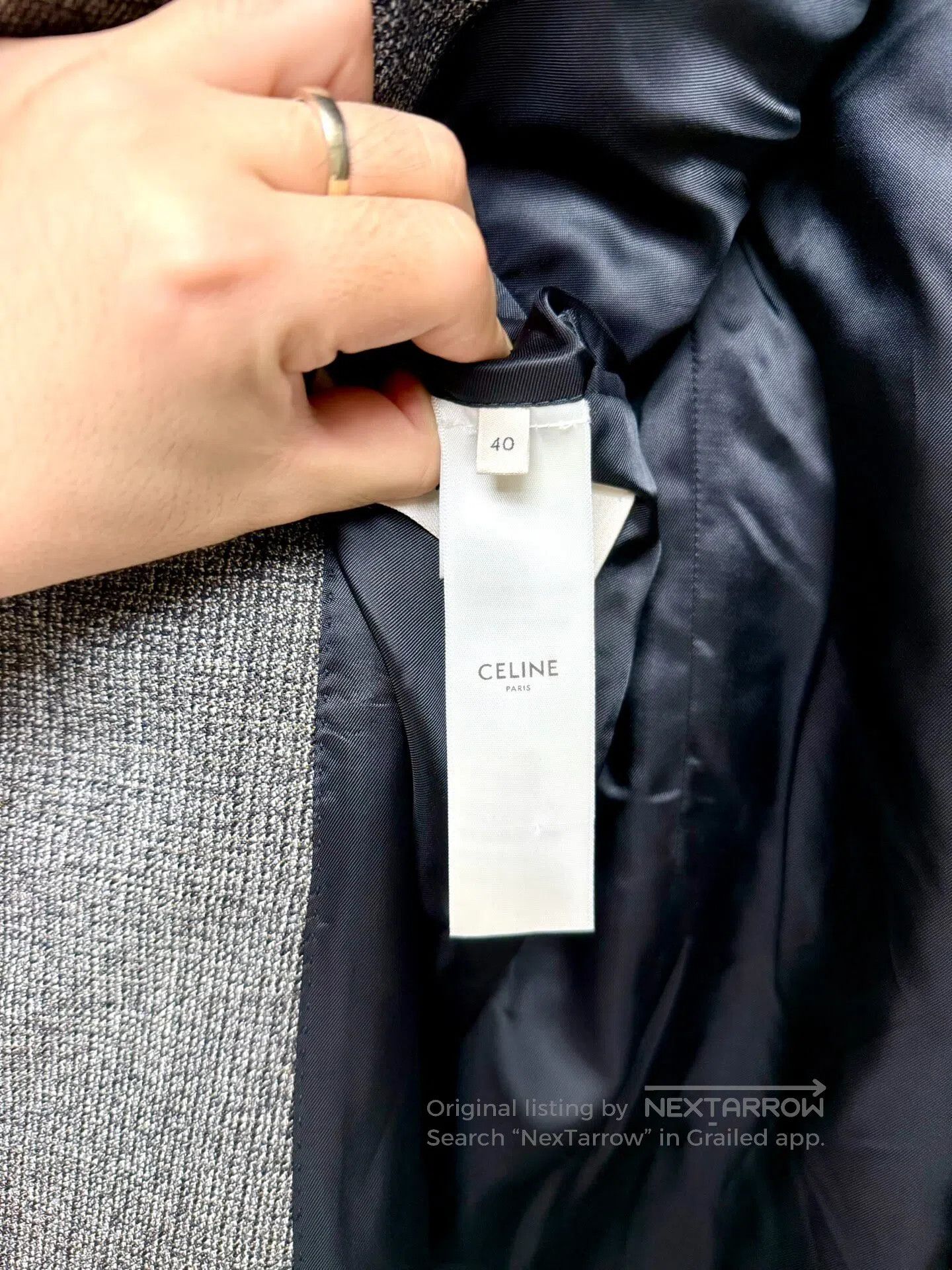 Celine CELINE Grey Snowflake Double-Breasted Peak Lapel Blazer Ja Size S / US 4 / IT 40 - 5 Thumbnail