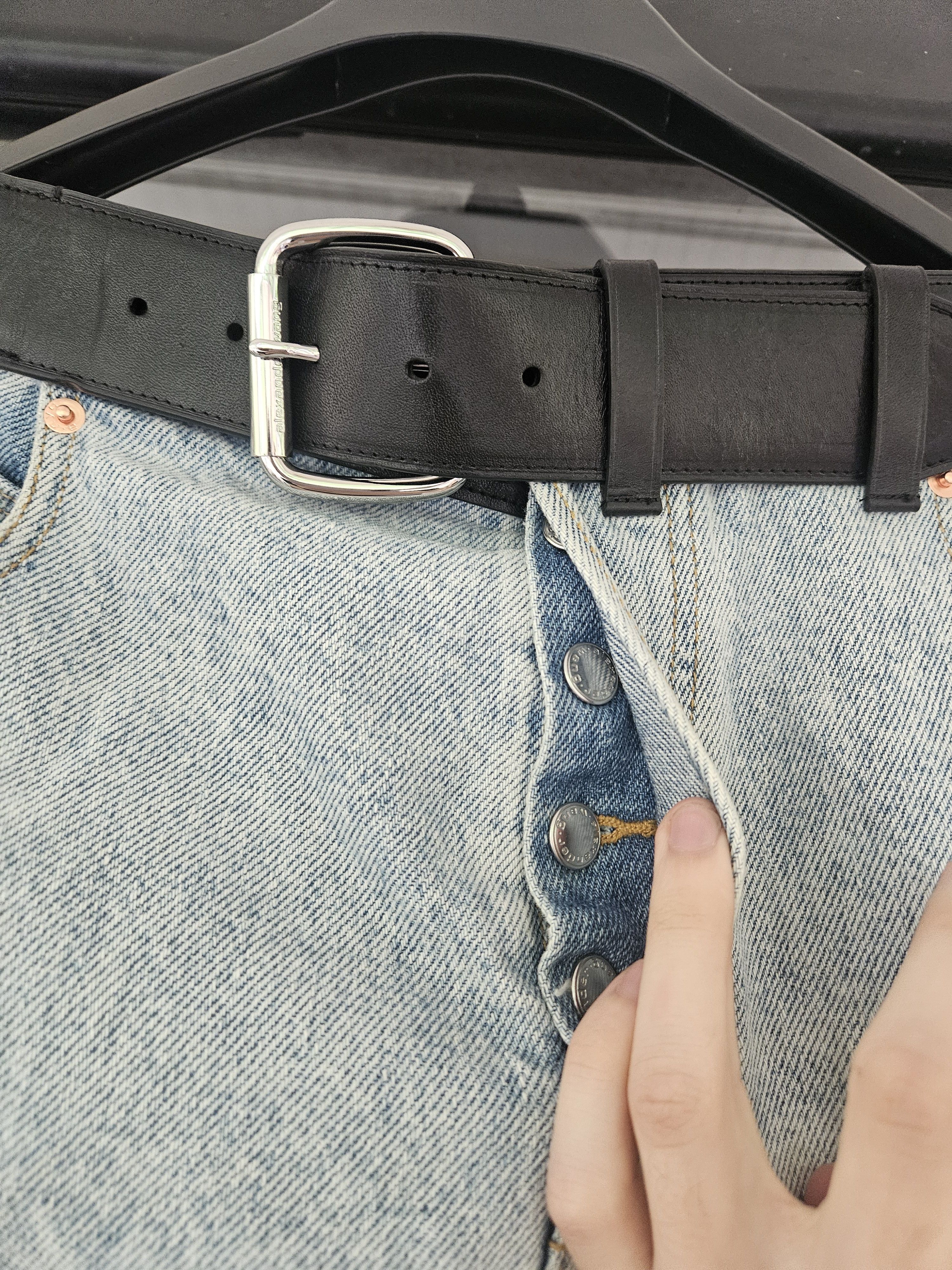 Alexander Wang Black Belt Waist Baggy Blue Denim Jeans Size US 32 / EU 48 - 6 Thumbnail