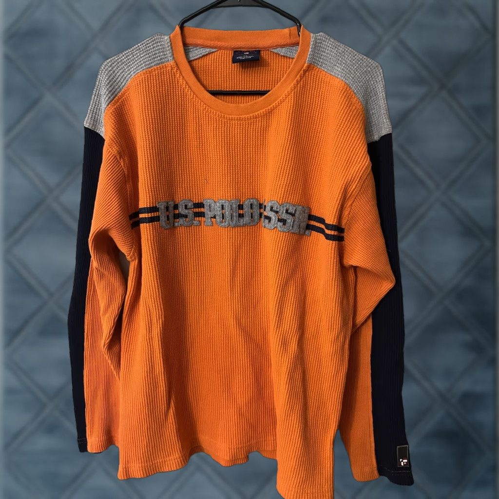 Vintage U.S. Polo Assn. Thermal Shirt XL Orange Long Sleeve Crew Neck Embroidered Classic Men's Size US XL / EU 56 / 4 - 1 Thumbnail