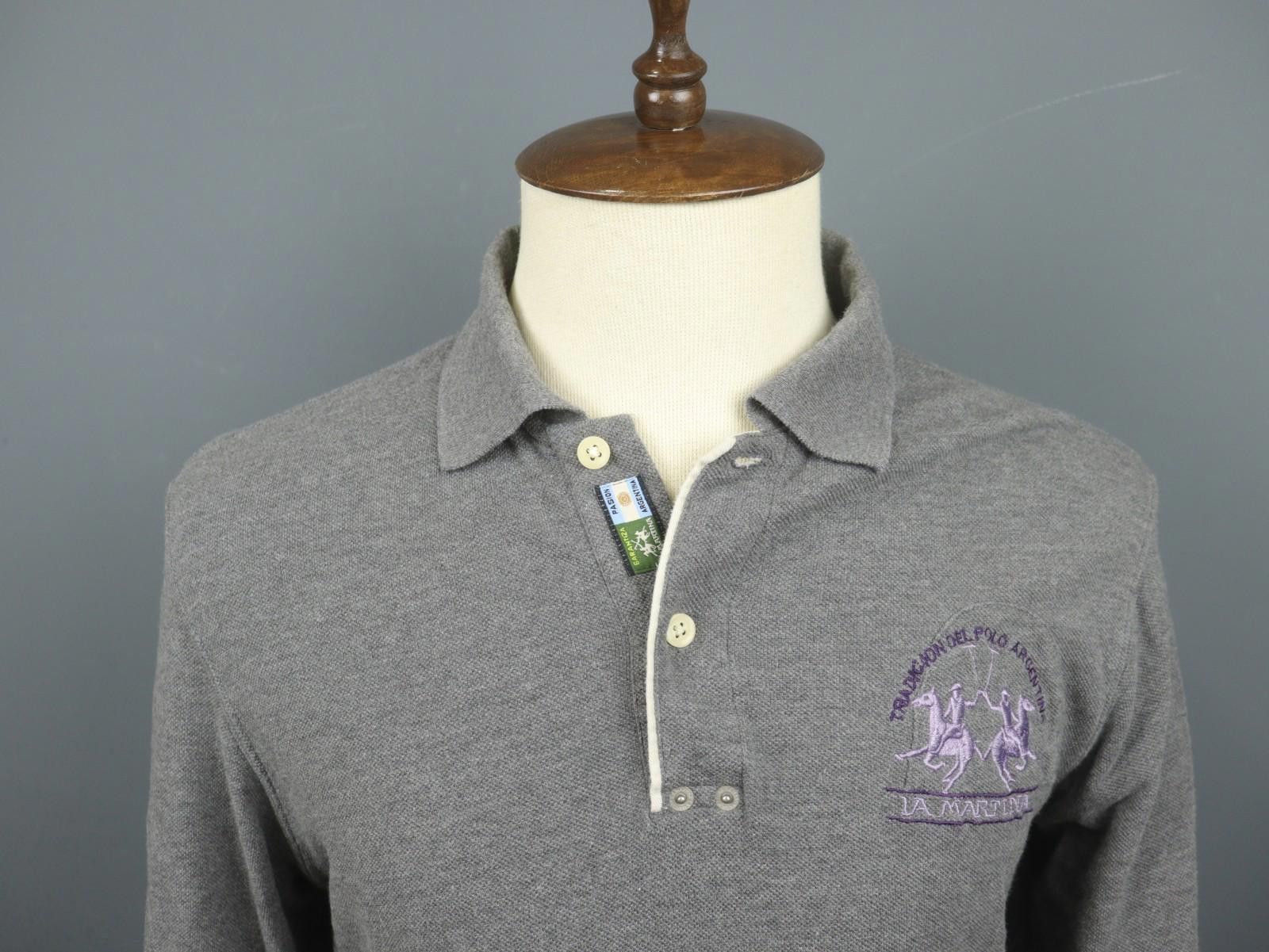 La Martina LA MARTINA Gray Cotton Collared Popover Polo Shirt Size L Size US L / EU 52-54 / 3 - 2 Thumbnail