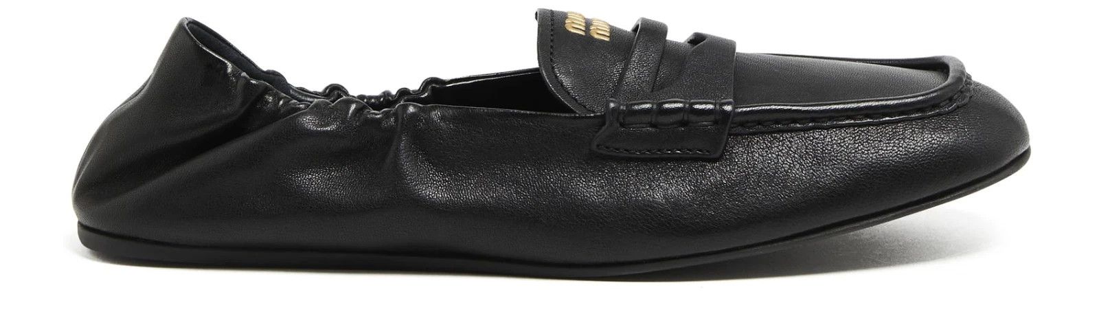 MIU MIU Ruches Black Leather Loafers New & Authentic