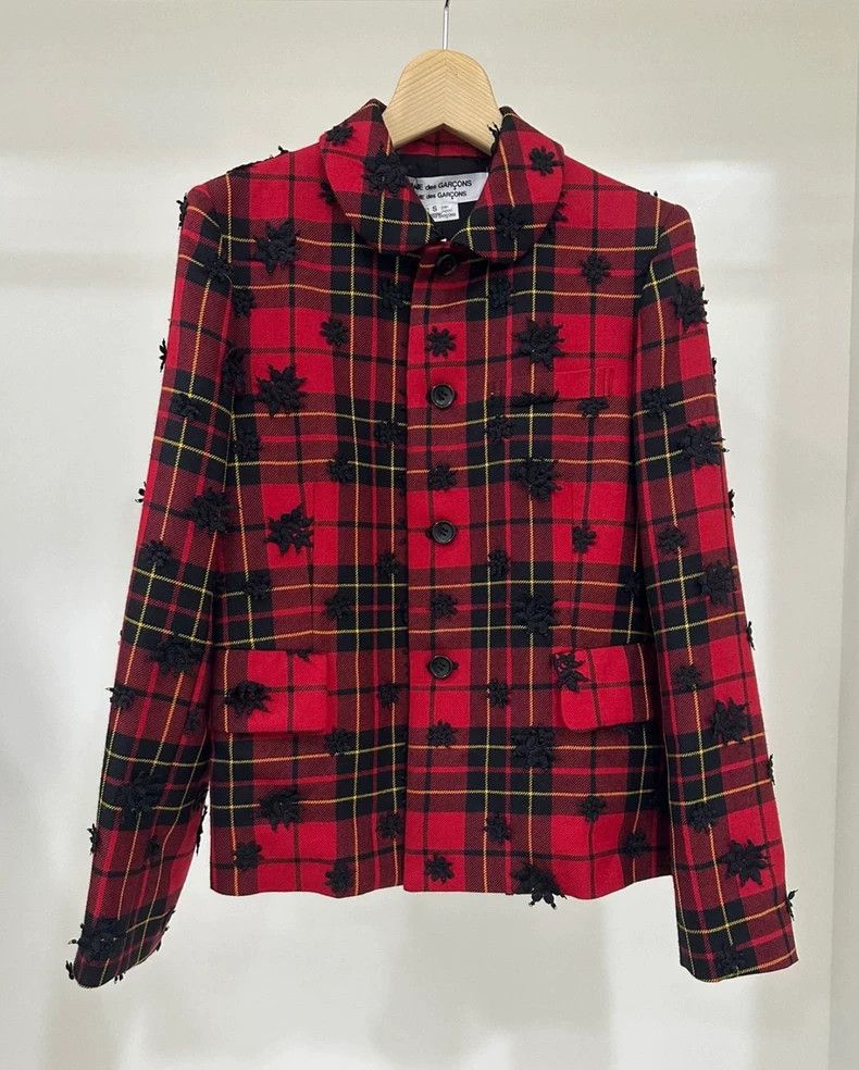 Comme des Garcons CDG comcom Red Plaid Embroidered Jacket - dmc Size US M / EU 48-50 / 2 - 1 Thumbnail