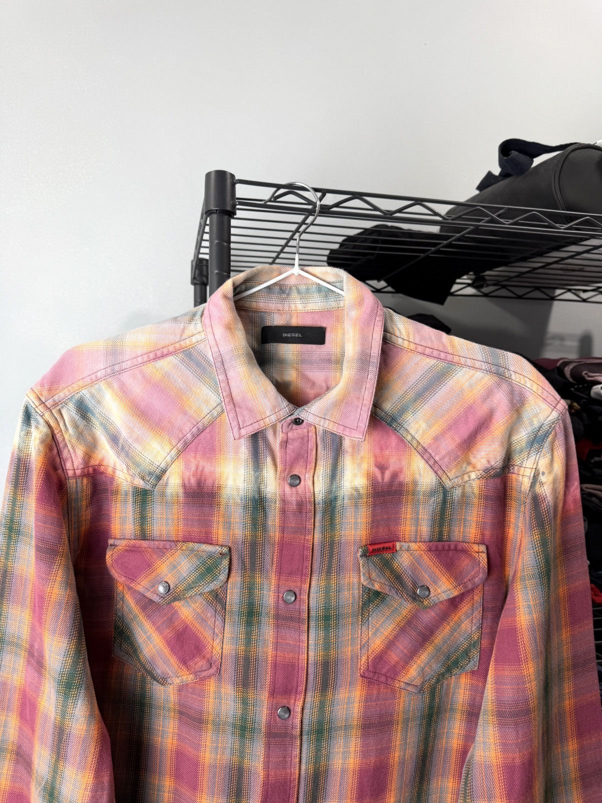 Diesel Vintage Diesel Gradient Checkered Flannel Shirt Size US L / EU 52-54 / 3 - 3 Thumbnail