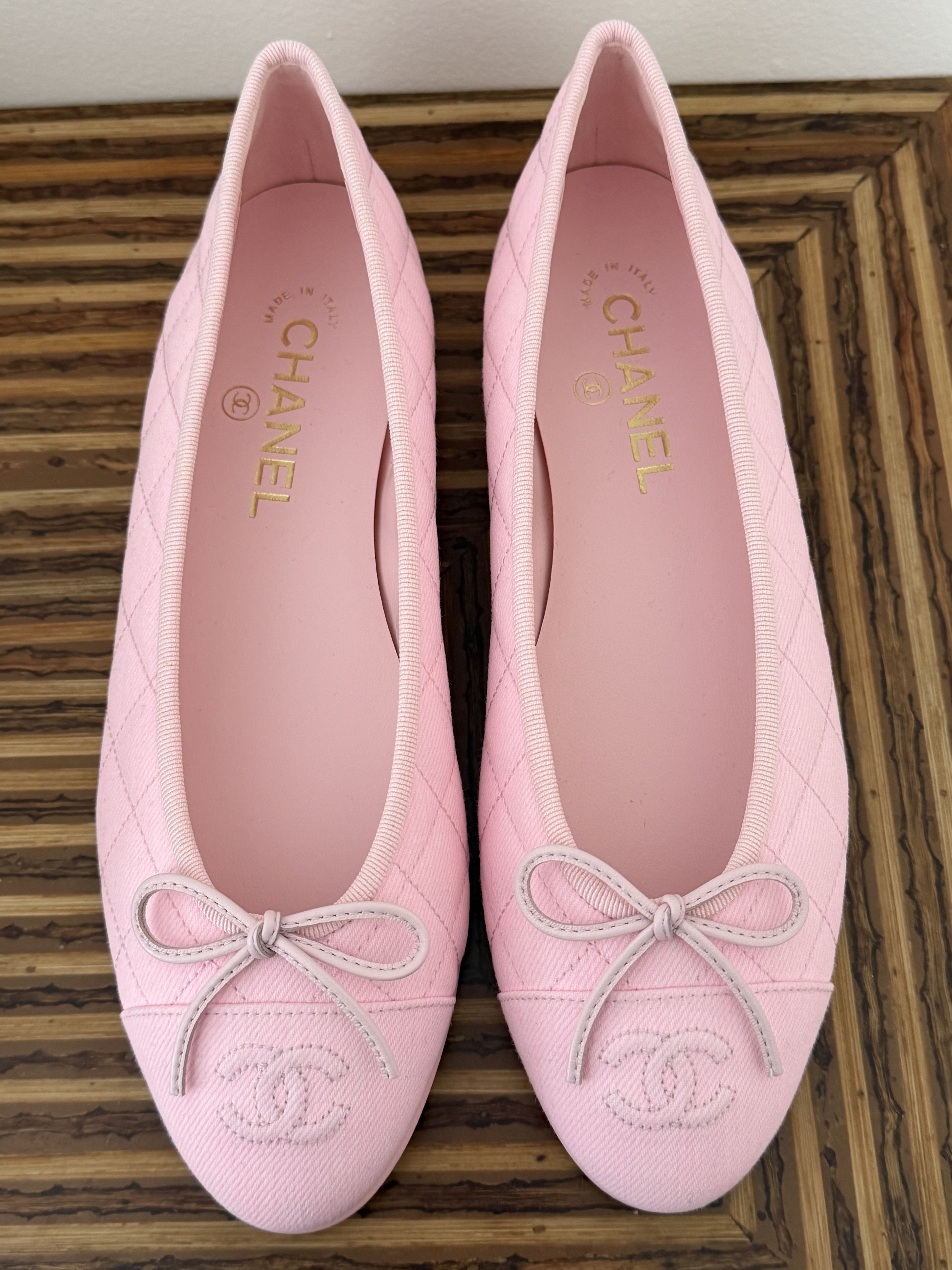 Chanel 26P Denim Quilted CC Logo Bow Tie Ballet Ballerina Flat 37 Size US 7 / IT 37 - 5 Thumbnail