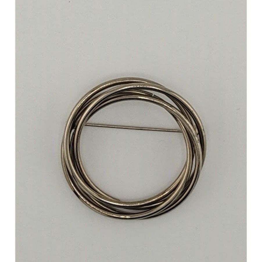 Other Vintage Layered Circular Tube Ring Silver Tone Brooch Size ONE SIZE - 4 Thumbnail