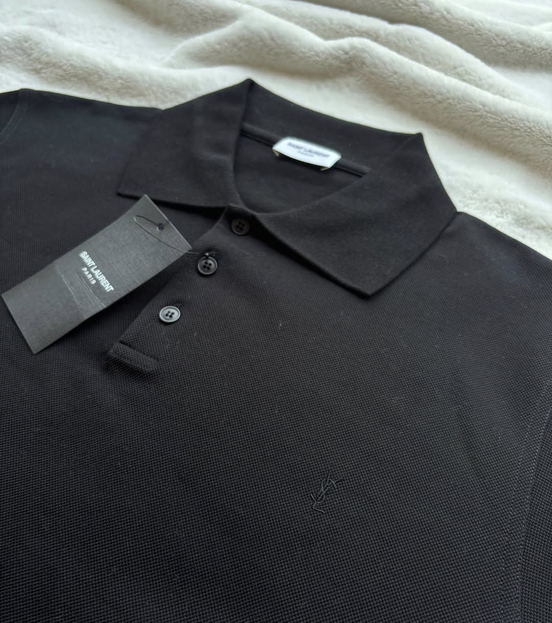 Saint Laurent Paris Saint Laurent Black Embroidered Logo Polo Shirt Size US S / EU 44-46 / 1 - 2 Thumbnail