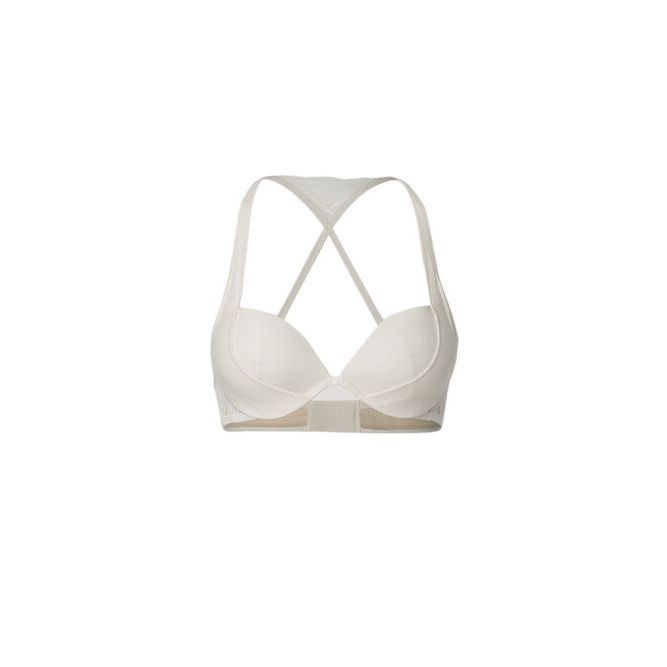 Wolford NWT Wolford Rachel Pinstripe Lace Back Push-Up Bra Ecru Whit Size ONE SIZE - 2 Thumbnail