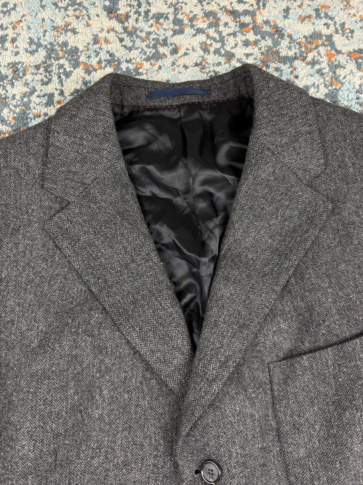 Burberry × Vintage Burberry charcoal wool cashmere blend long blazer old money Size 44R - 9 Thumbnail