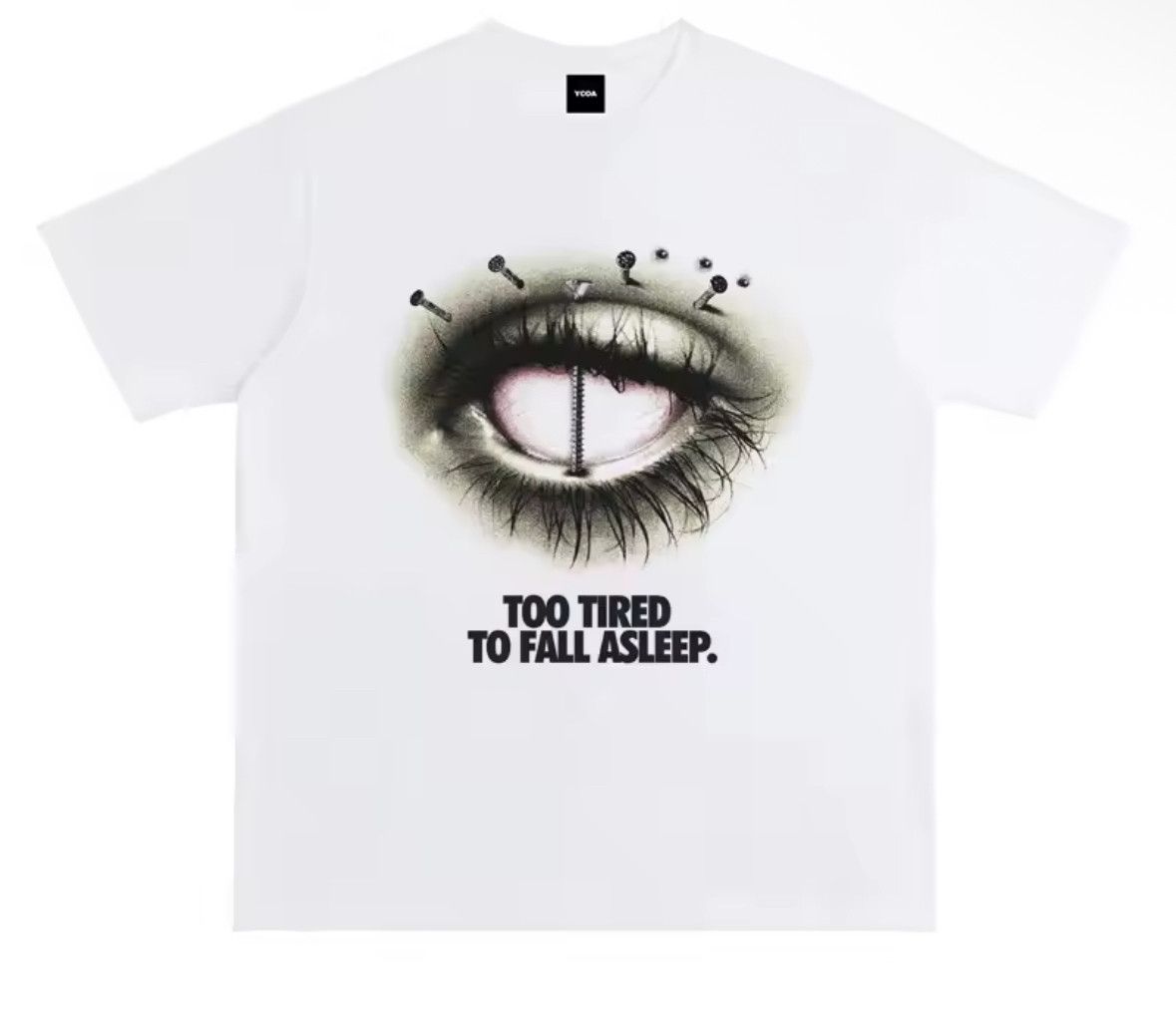 Japanese Brand Streetwear Y2K Vintage Retro Tired Eye Print Washed T-Shirt Size US L / EU 52-54 / 3 - 1 Thumbnail