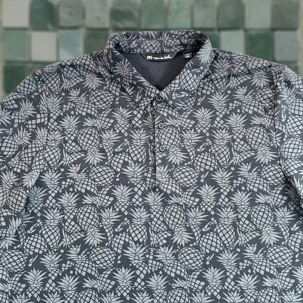 TravisMathew Travis Mathew Shirt Mens 2XL Black Off The Cape Golf Polo Men Pineapples AOP NWOT Size US XXL / EU 58 / 5 - 1 Thumbnail