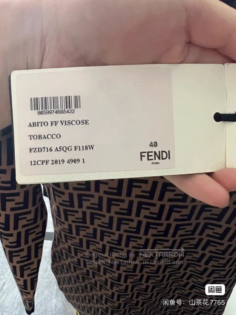 Fendi Fendi Classic Monogram Dress, Coffee Background with Black Size XS / US 0-2 / IT 36-38 - 5 Thumbnail