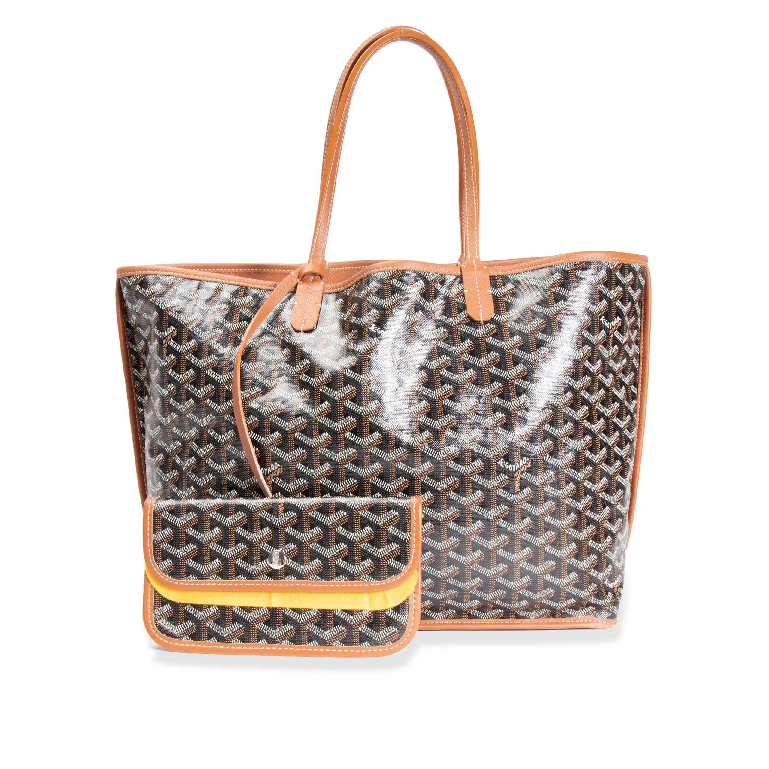 image of Goyard Black & Brown Goyardine Anjou Pm Reversible Tote, Women's