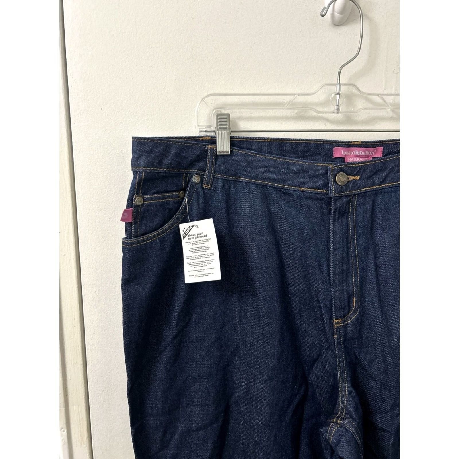 Vintage Woman Within Jeans Womens 20x28 Dark Wash Natural Fit Straight Leg Denim NWT Size 42" / US 20 - 4 Thumbnail
