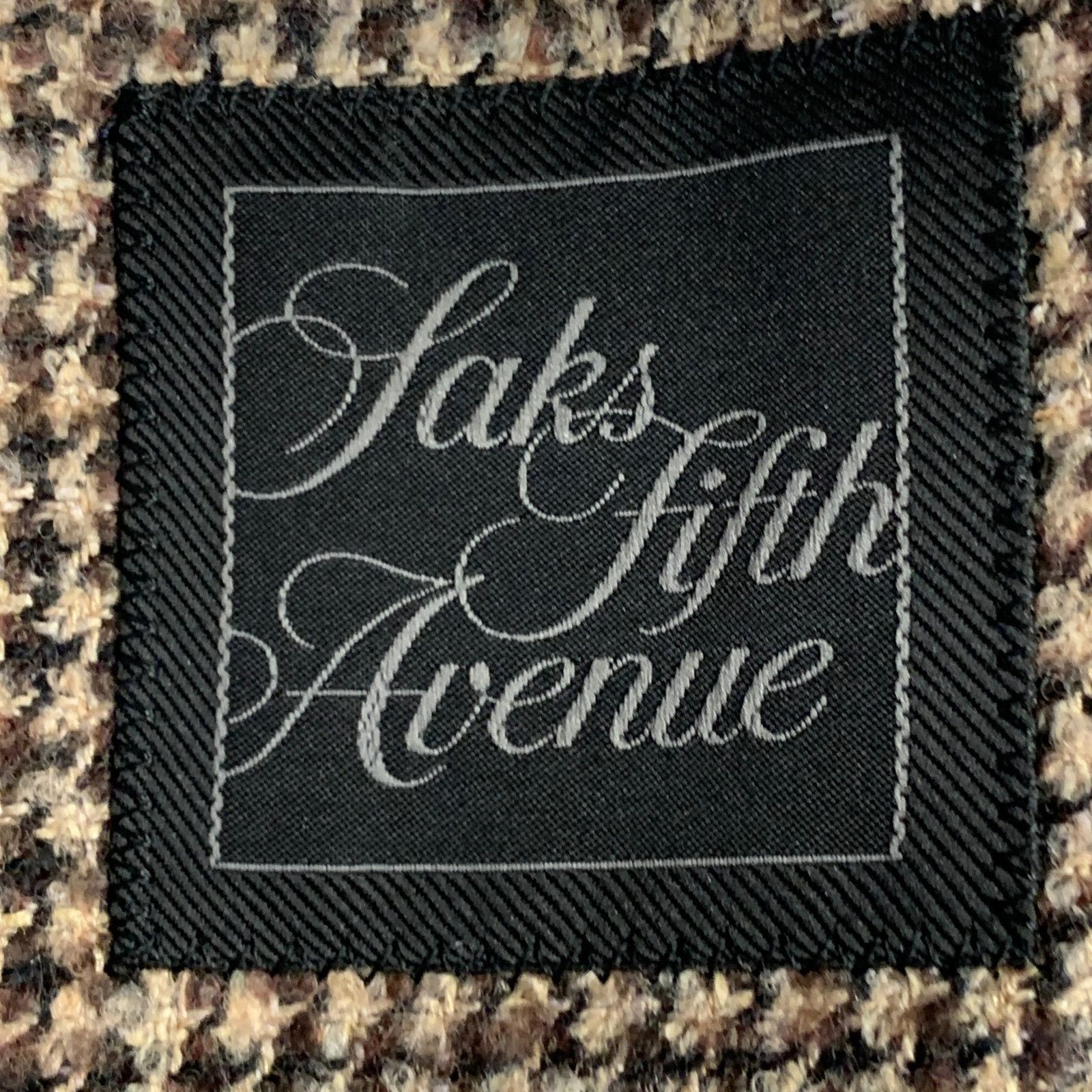 Saks Fifth Avenue SAKS FIFTH AVENUE Khaki Brown Houndstooth Wool Sport Coat Size 40R - 7 Thumbnail