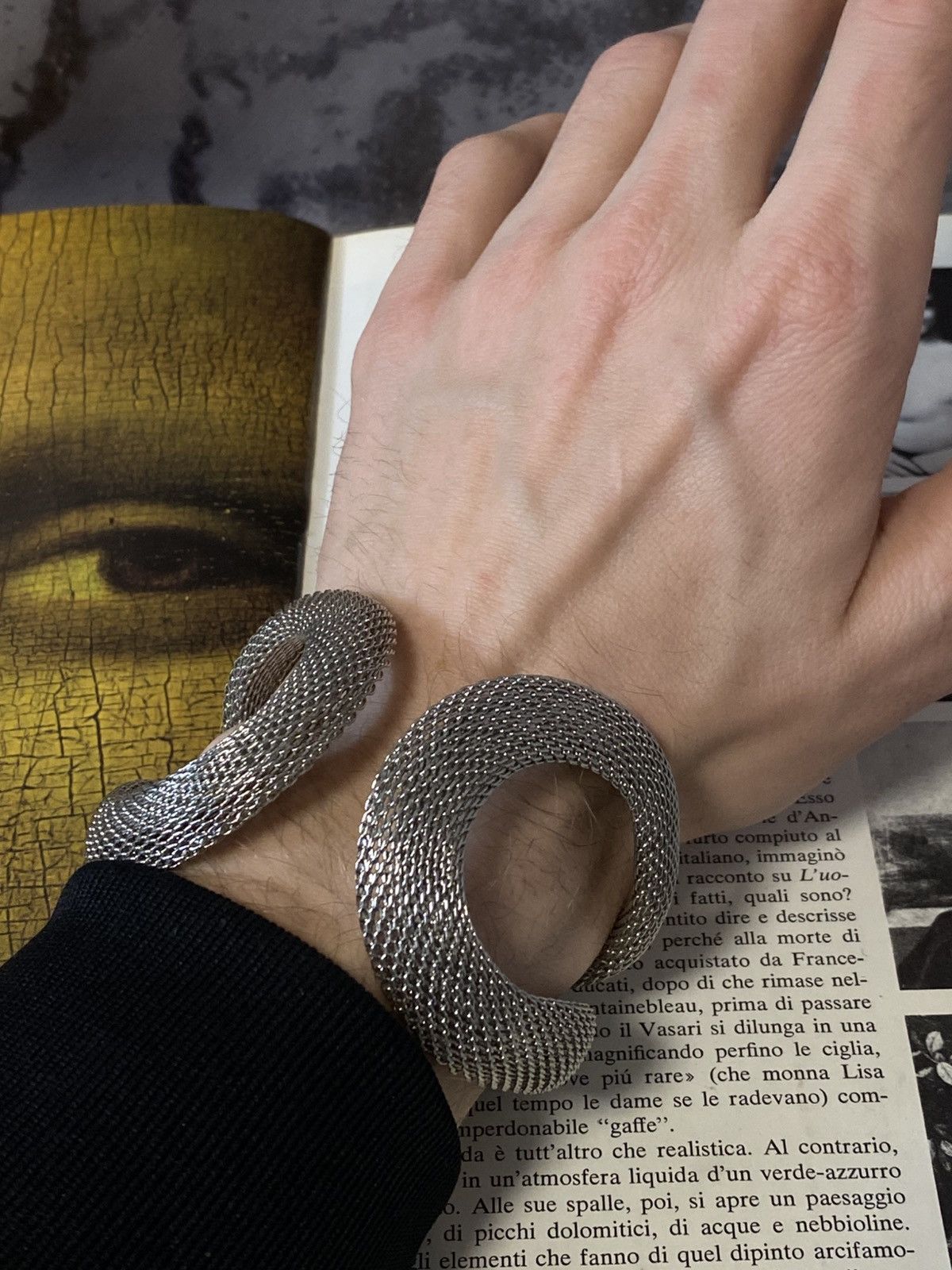 Hysteric Glamour Large Silver Mesh Twisted Statement Bangle Bracelet Size ONE SIZE - 5 Thumbnail