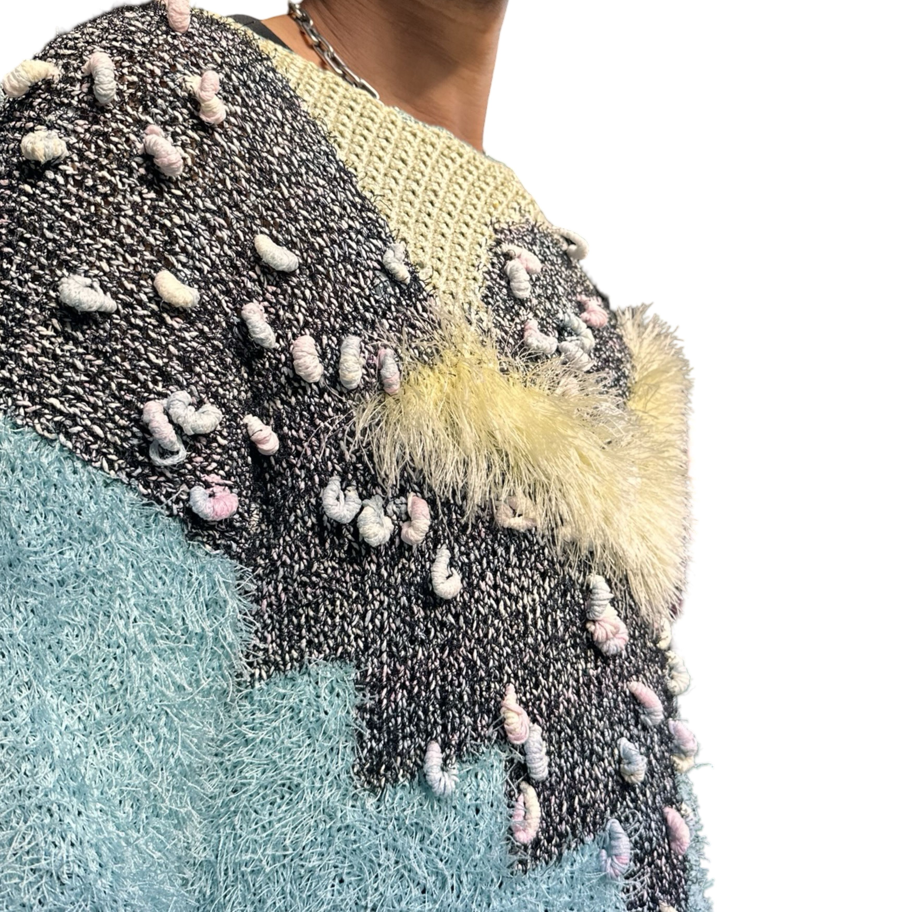 Vintage Vintage Blue & Yellow Granny Knit Retro Sweater – XL Size US XL / EU 56 / 4 - 2 Thumbnail