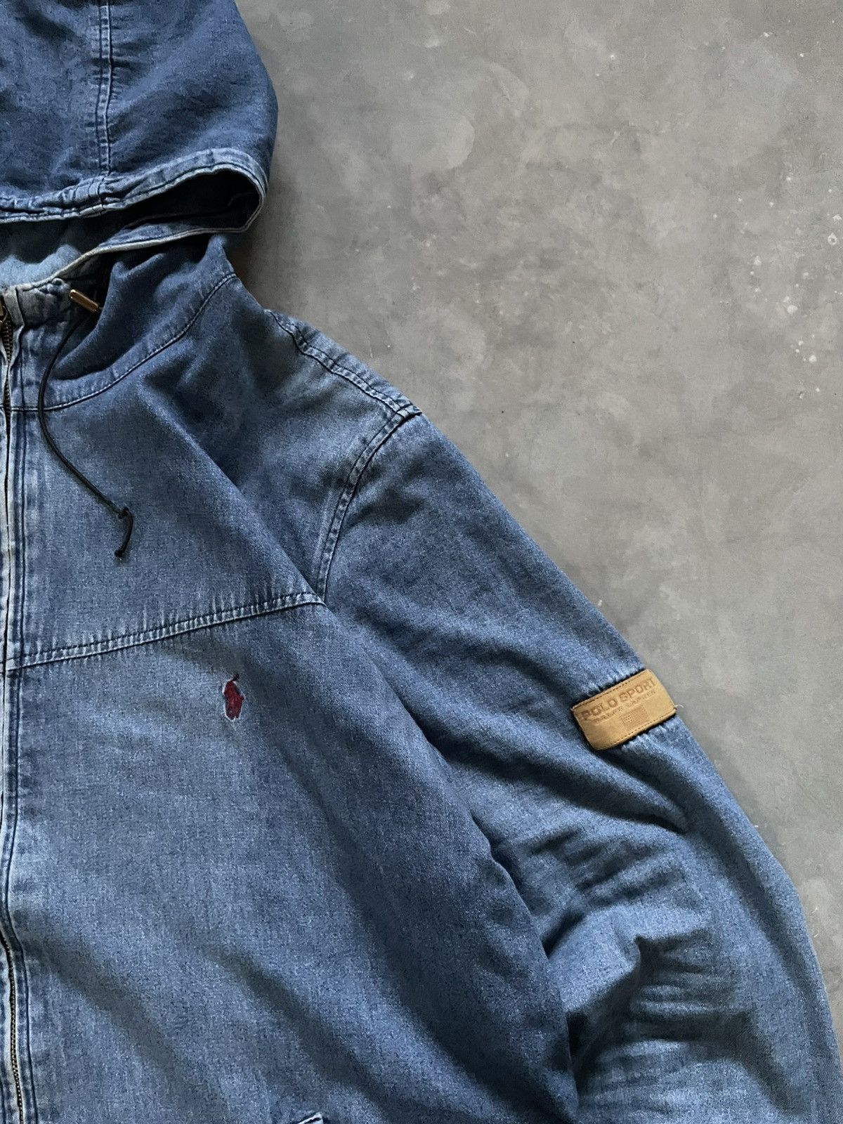 Polo Ralph Lauren Polo Ralph Lauren Active Hoodie Denim Jacket Distressed Size US XL / EU 56 / 4 - 6 Thumbnail