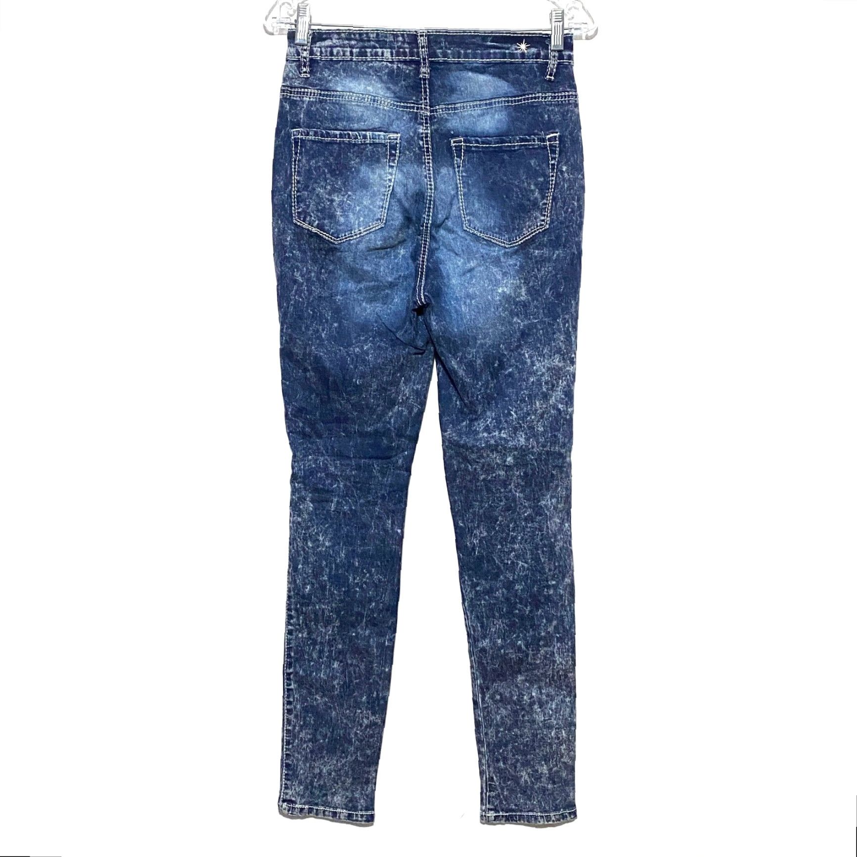 Almost Famous VINTAGE Crave Fame Jeans Juniors 9 Acid Wash Splatter Skinny Stretch Y2K Women Size 30" / US 8 / IT 44 - 2 Thumbnail