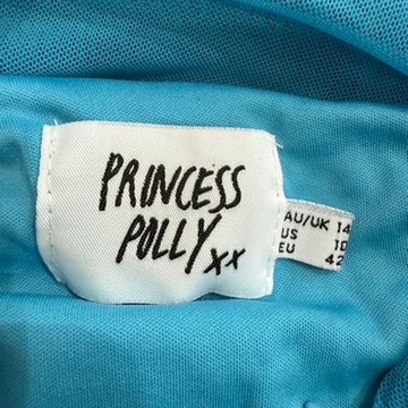 PRINCESS POLLY Princess Polly Jocasta Mini Dress in Turquoise, Size US 10 Size L / US 10 / IT 46 - 6 Thumbnail