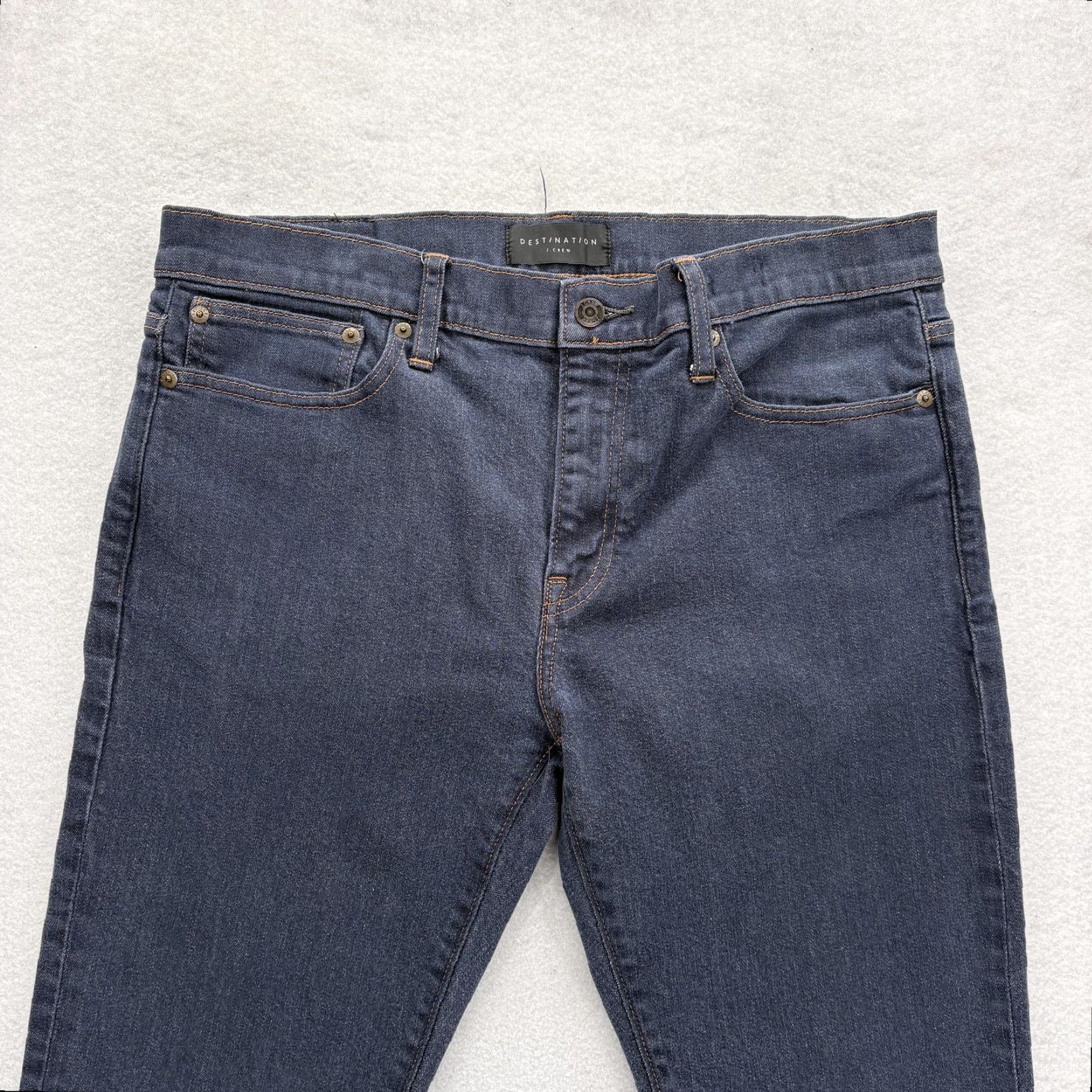 J.Crew J.Crew 484 Jeans Mens 35x32 Dark Blue Stretch Denim Pants Slim Straight Regular Inseam 31 Zip Pocket Logo Vintage No Size US 35 - 2 Thumbnail