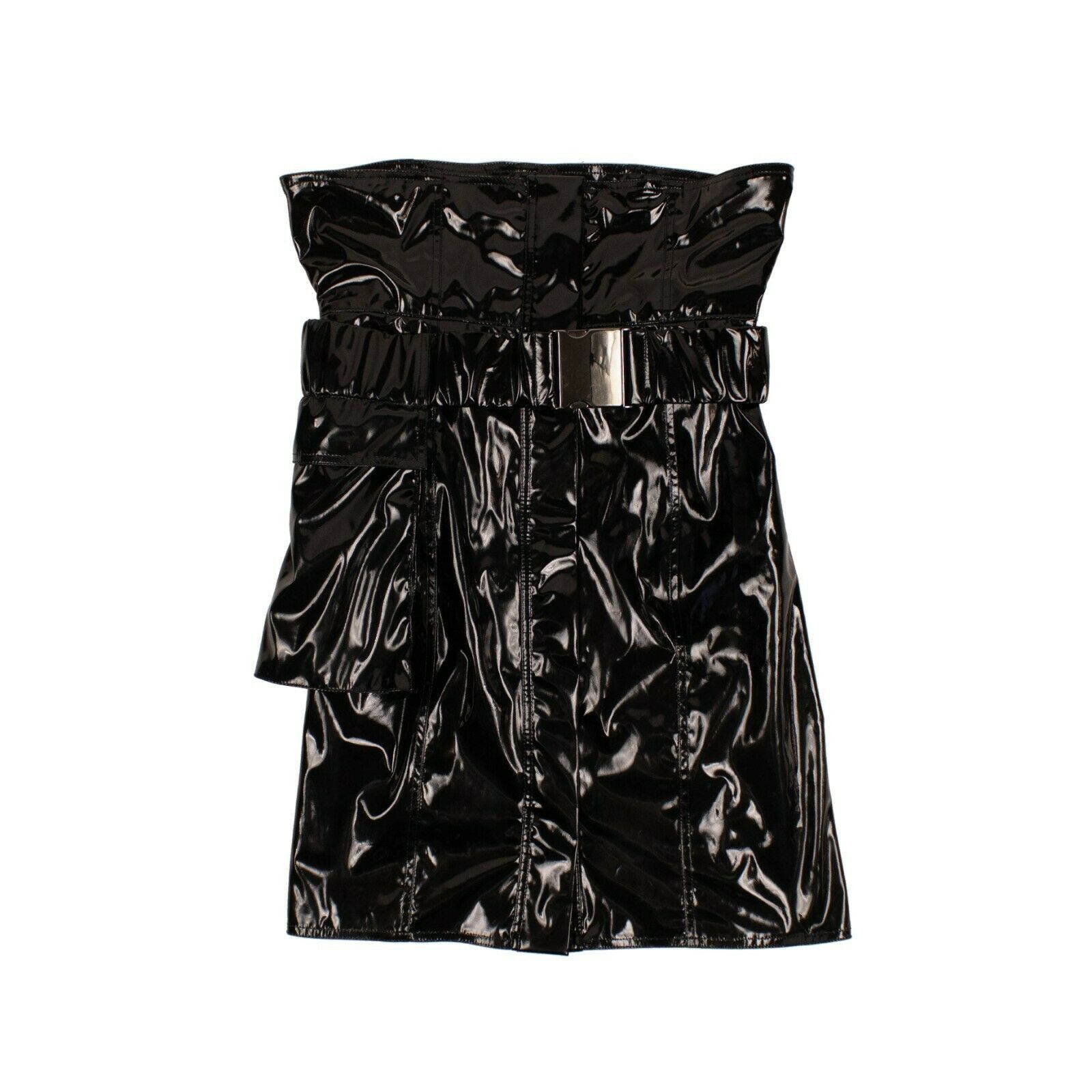 image of Faith Connexion Black High-Waisted Vinyl Mini Skirt Size Xs, Women's
