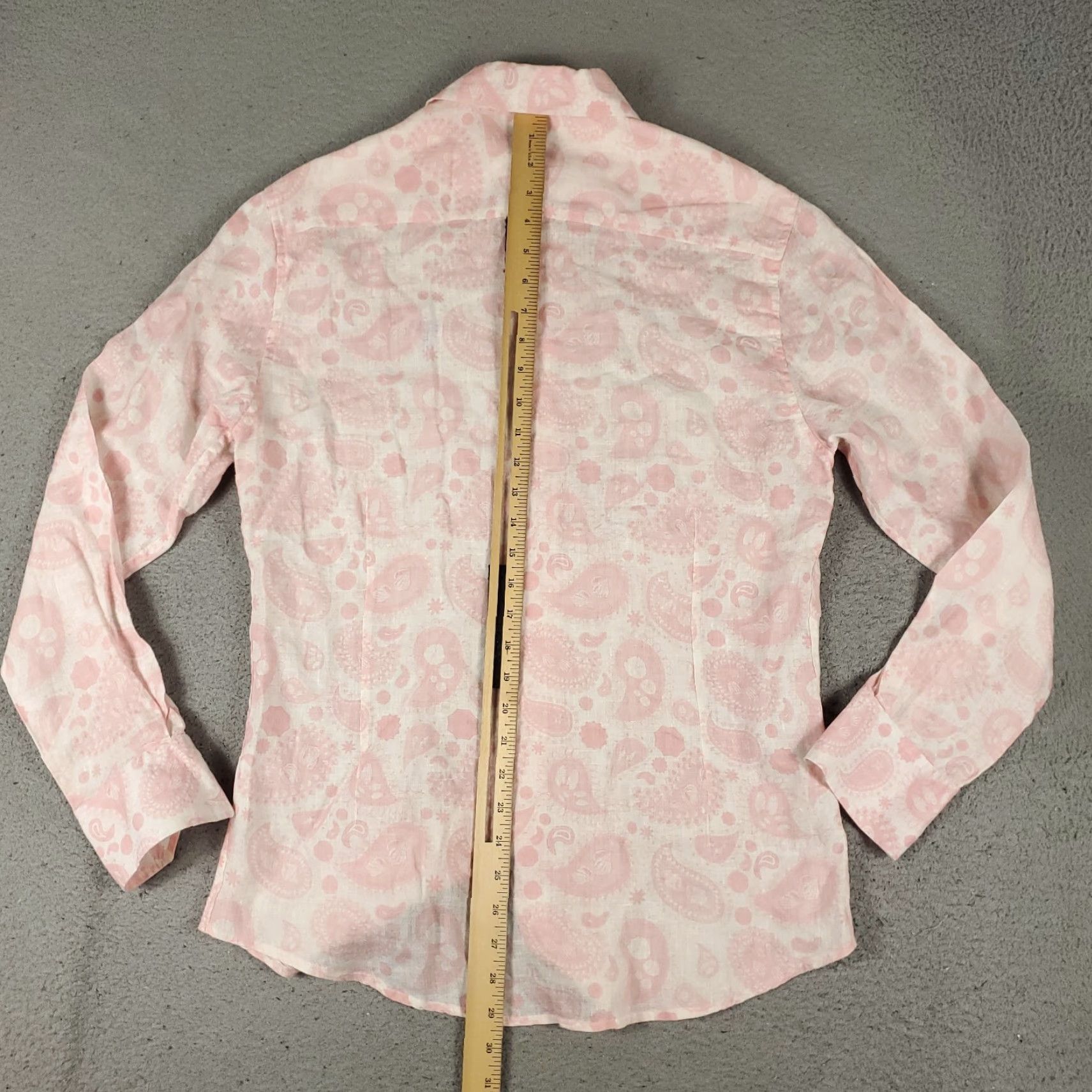 Pinko Hiho Shirt Men S Pink Paisley Linen Button-Up Long Sleeve Size US S / EU 44-46 / 1 - 6 Thumbnail