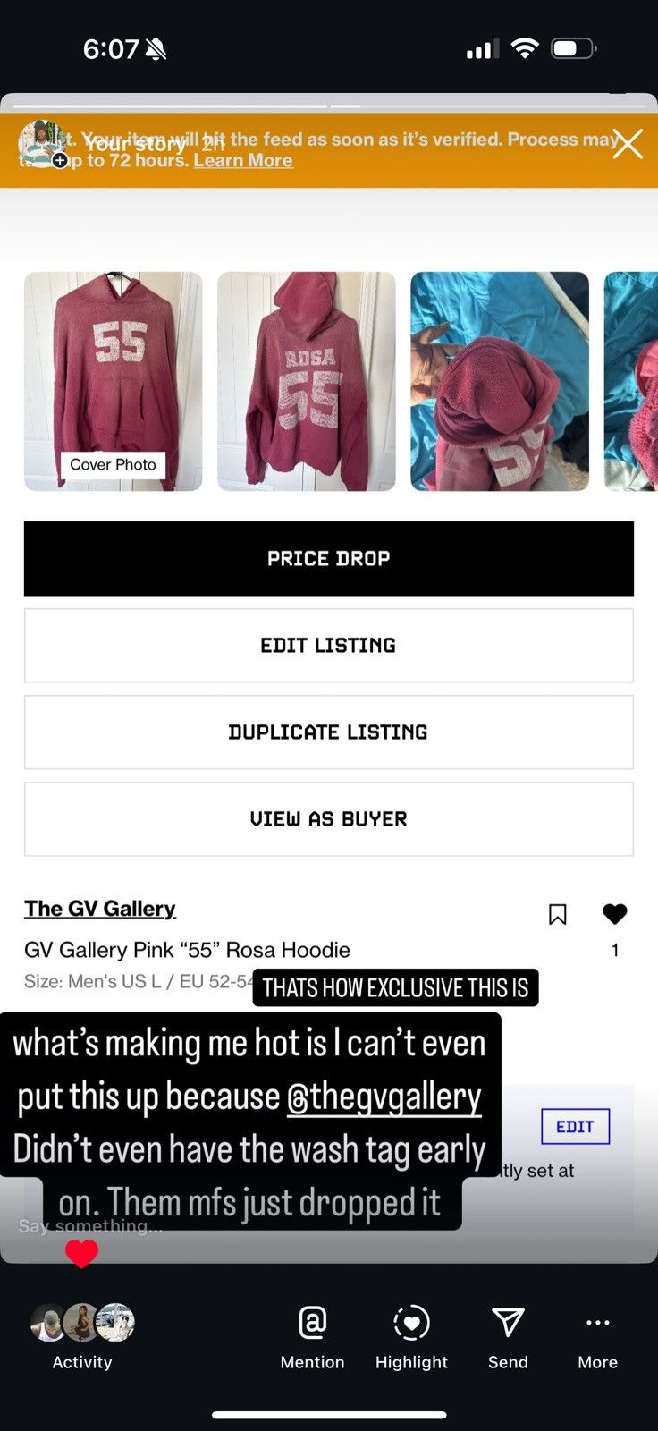 The GV Gallery GV Gallery Pink “55” Rosa Hoodie Size US L / EU 52-54 / 3 - 5 Thumbnail